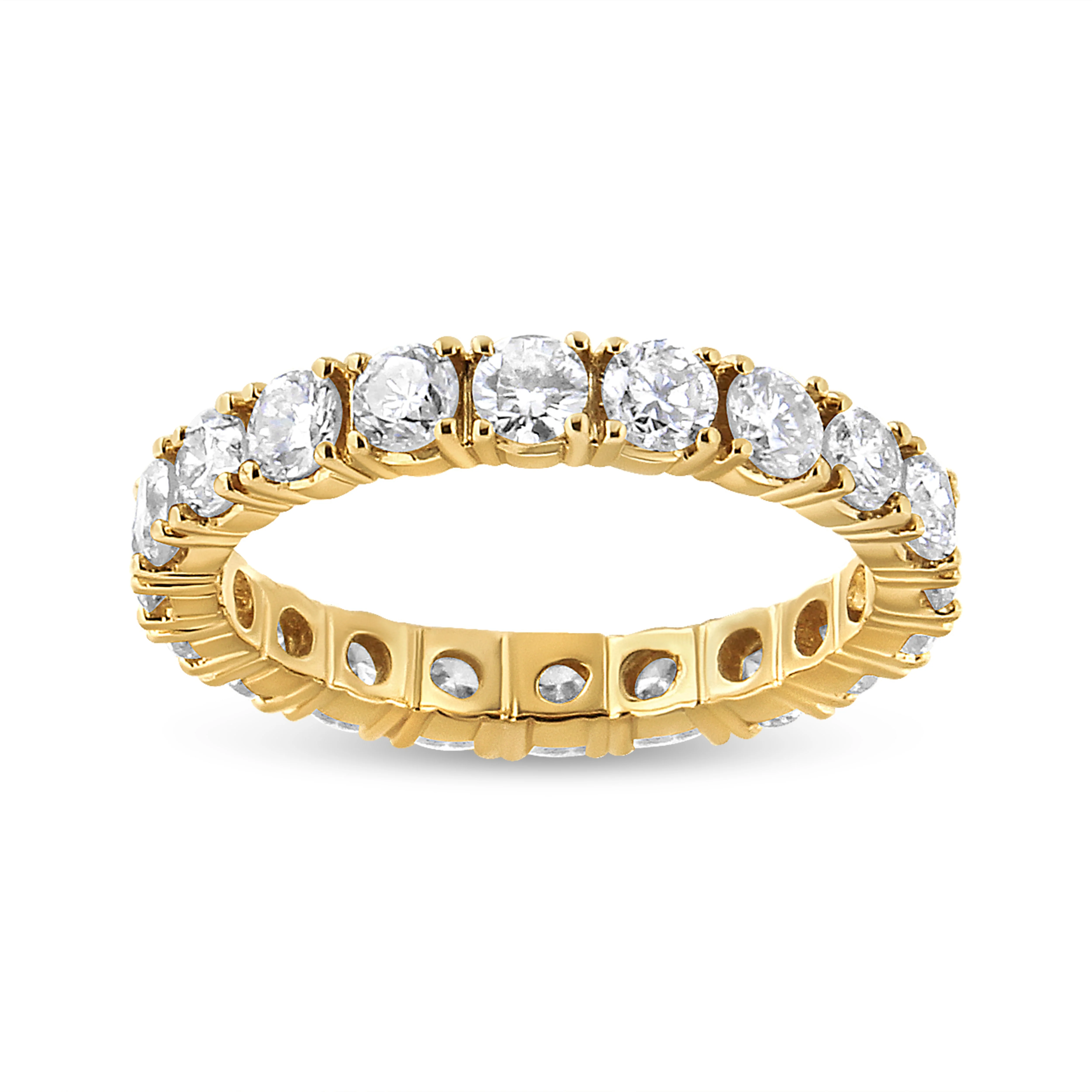14K Yellow Gold 2.00 Cttw Shared Prong Set Round Cut Diamond Eternity Band (J-K Color, VS1-VS2 Clarity) - Ring Size 6.75 - Image 5