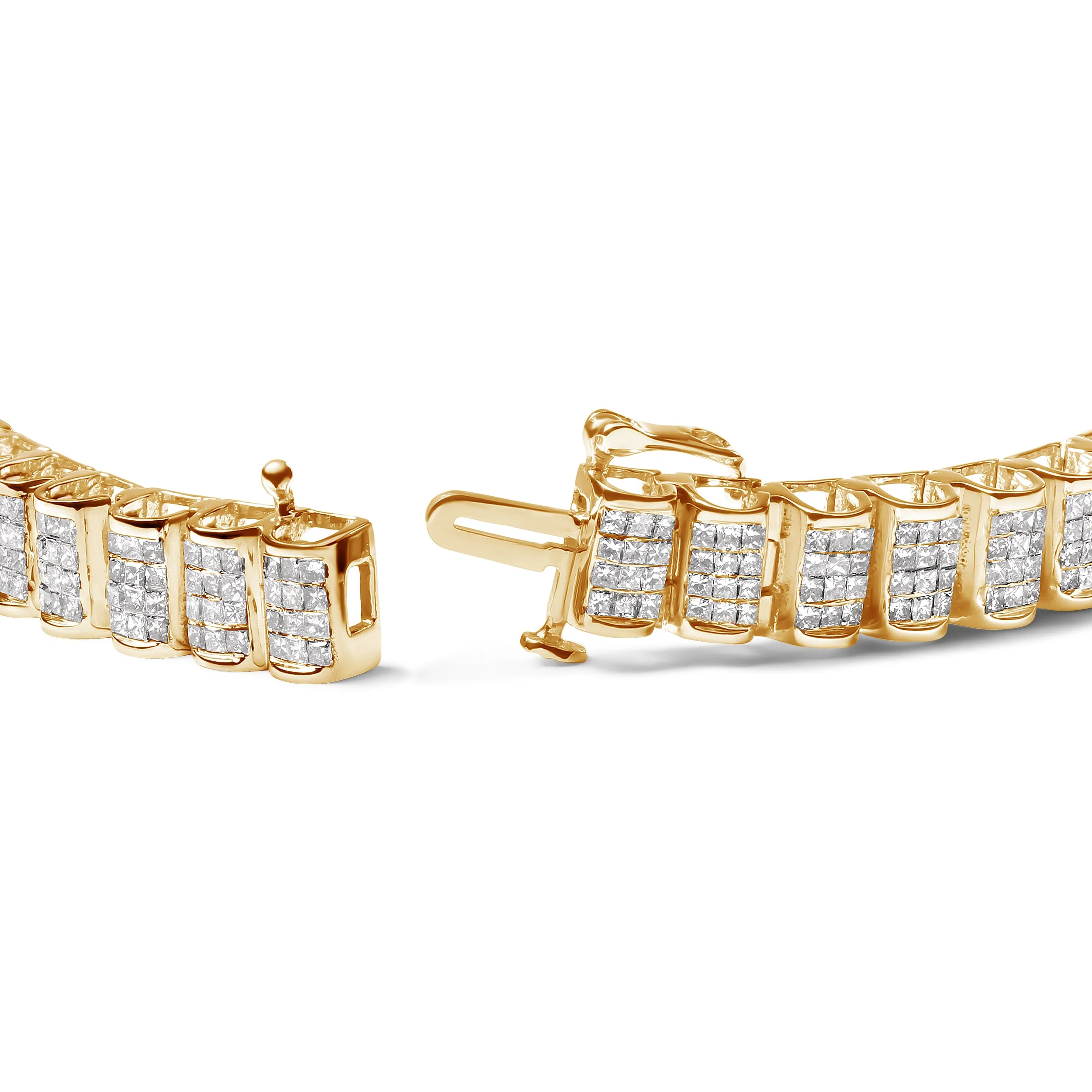 14K Yellow Gold 5.0 Cttw Invisible Set Princess-cut Diamond Buckle Link Tennis Bracelet (H-I Color, SI2-I1 Clarity) - Size 7.25" - Image 3