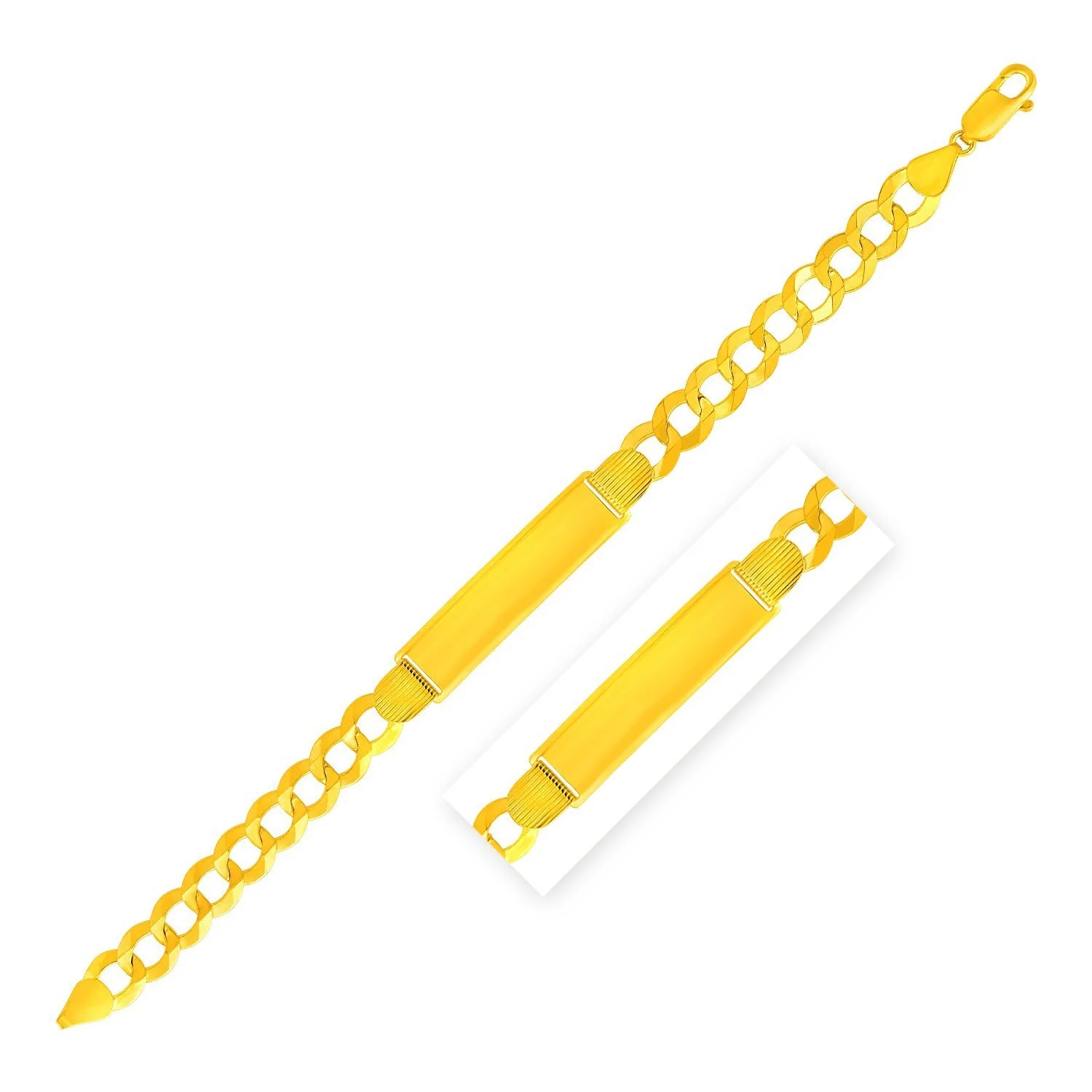 14k Yellow Gold 8 1/2 inch Mens Wide Curb Chain ID Bracelet - Image 2
