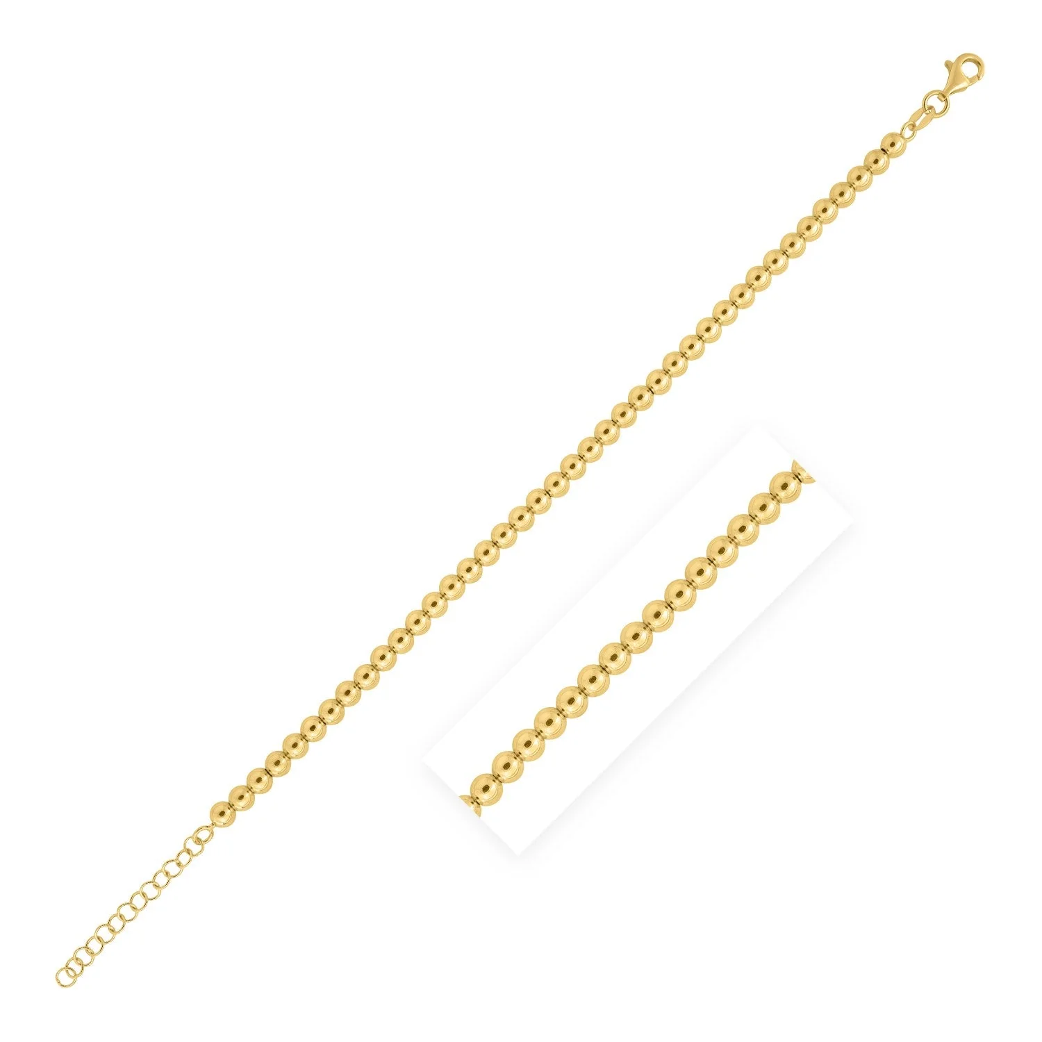 14k Yellow Gold Bead Bracelet (4.00 mm) - Image 2