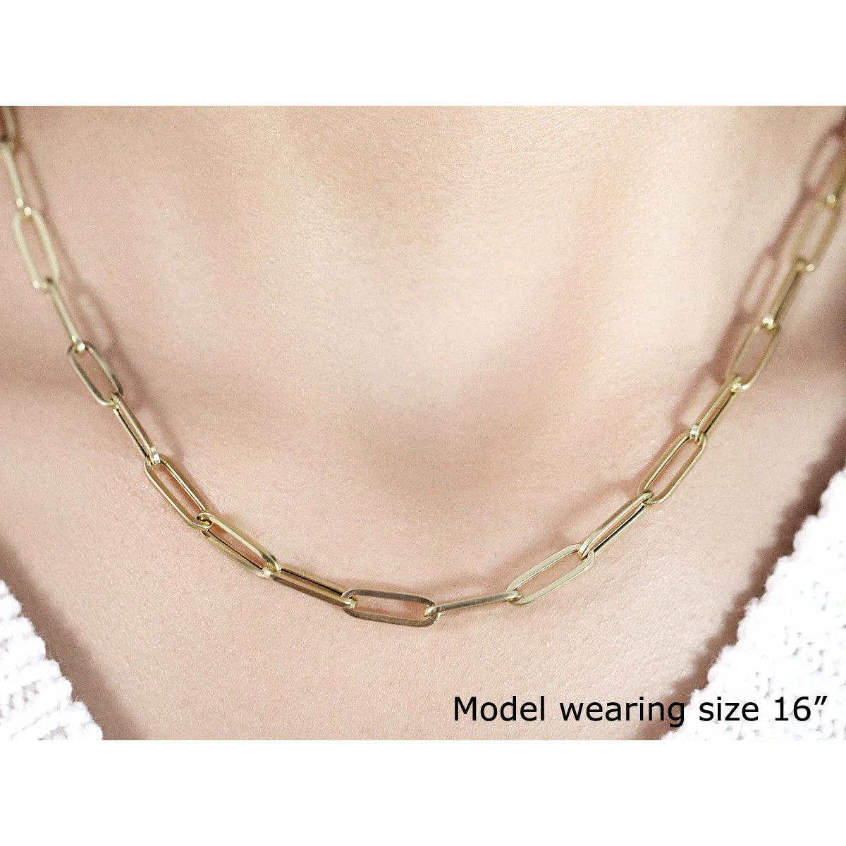 14K Yellow Gold Bold Paperclip Chain (4.2 mm) - Image 4
