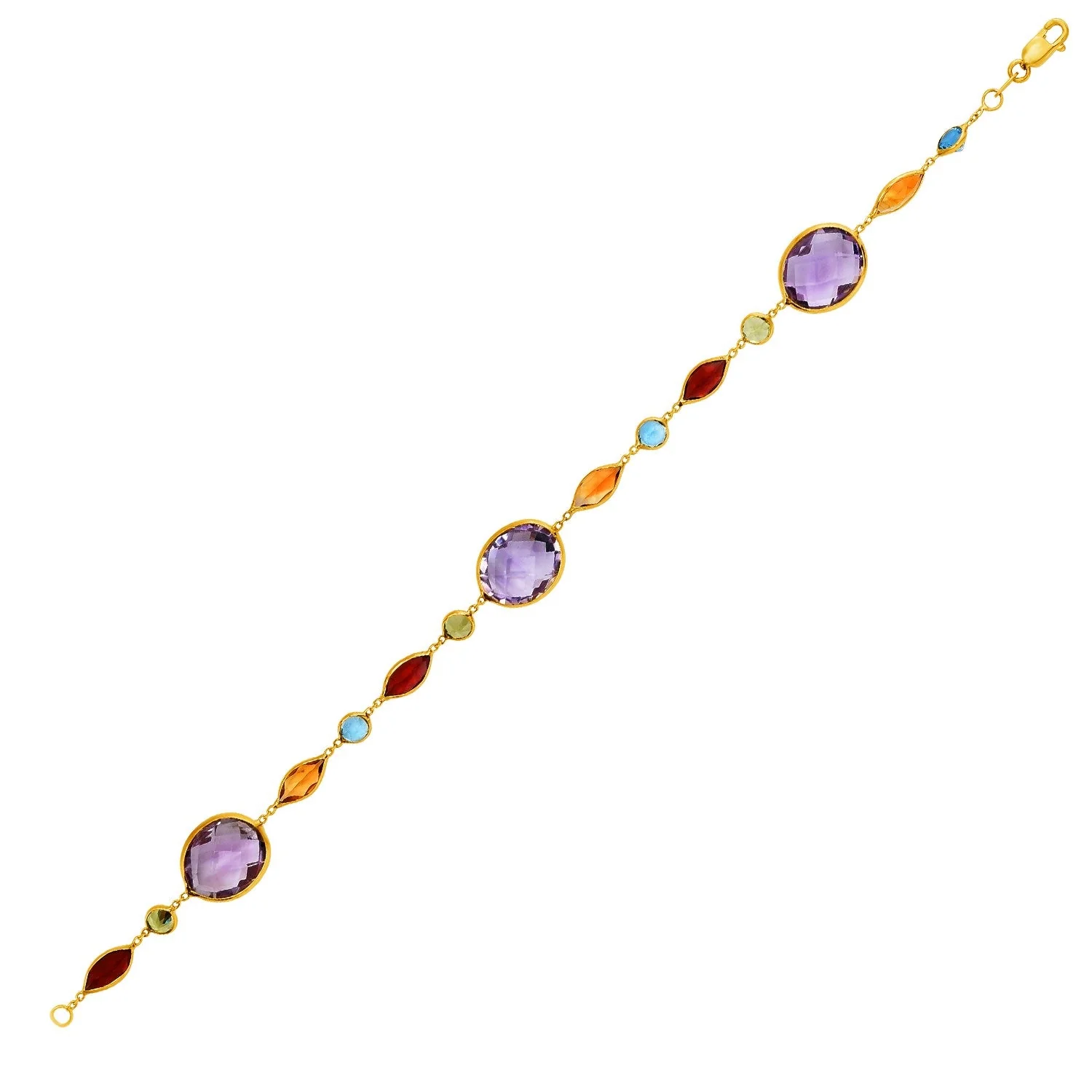 14k Yellow Gold Bracelet with Multi-Colored Stones - Image 3