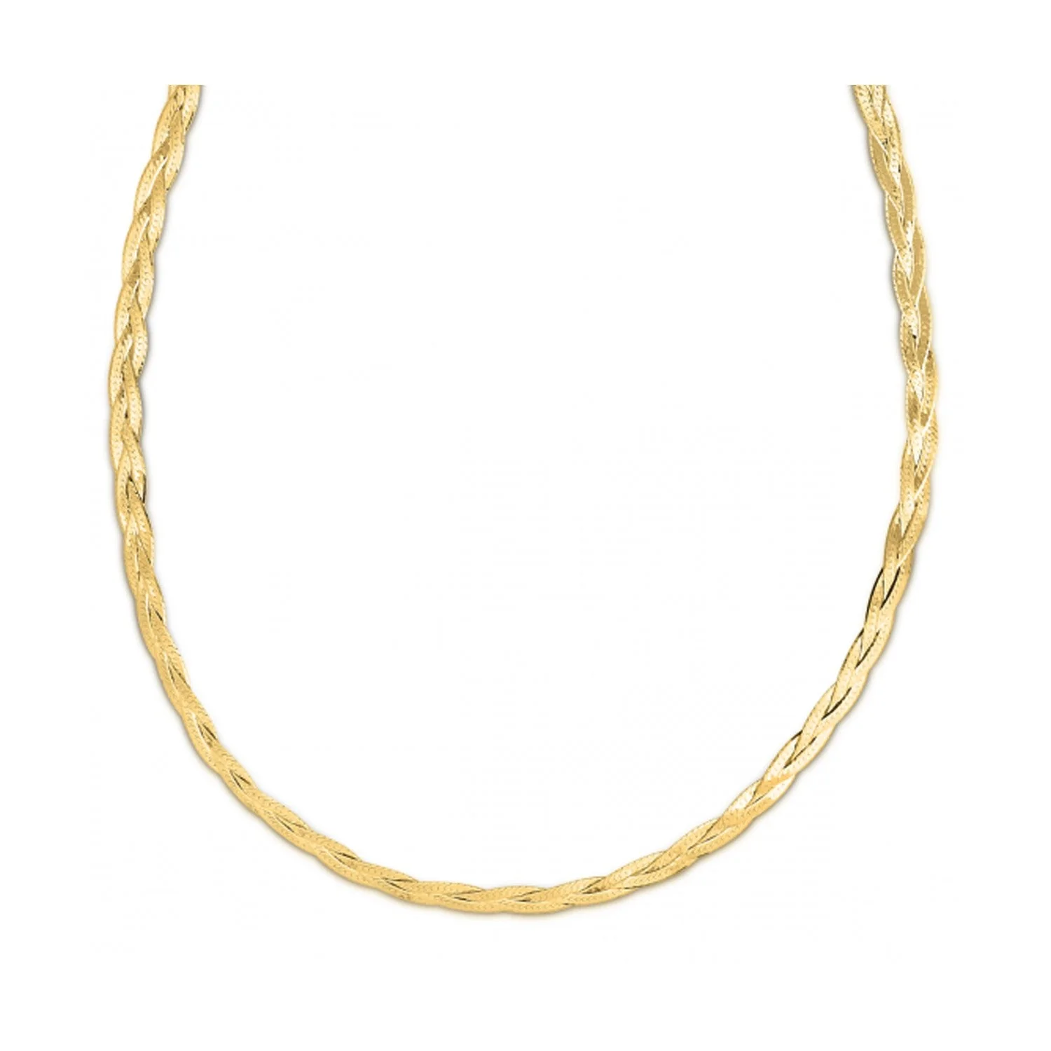 14k Yellow Gold Braided Herringbone Chain (3.20 mm) - Image 3