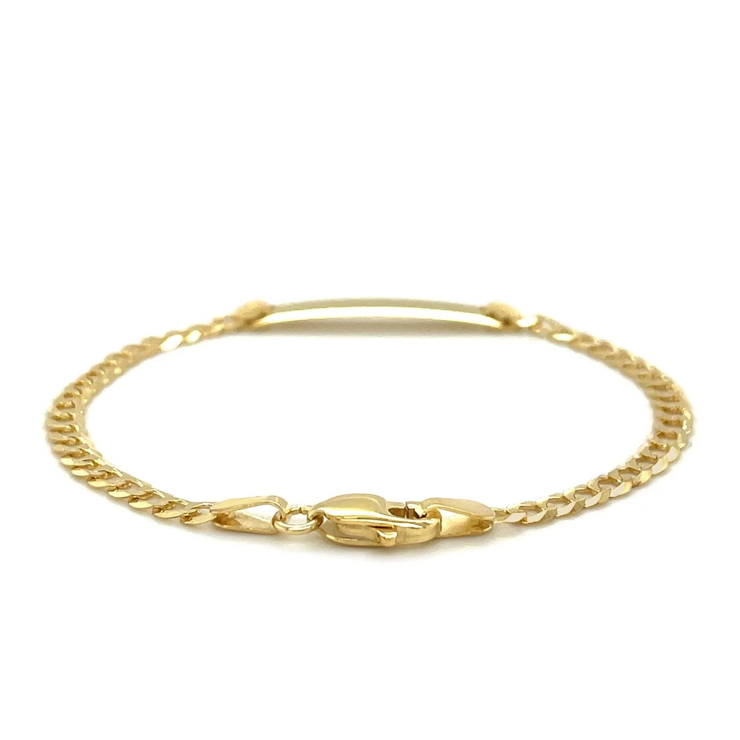 14k Yellow Gold Curb Link Style Children's ID Bracelet - Image 3