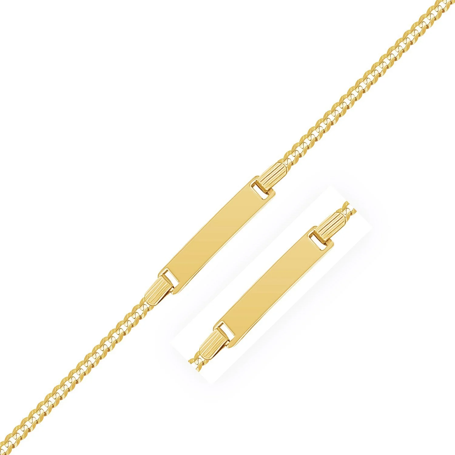 14k Yellow Gold Curb Link Style Children's ID Bracelet - Image 5