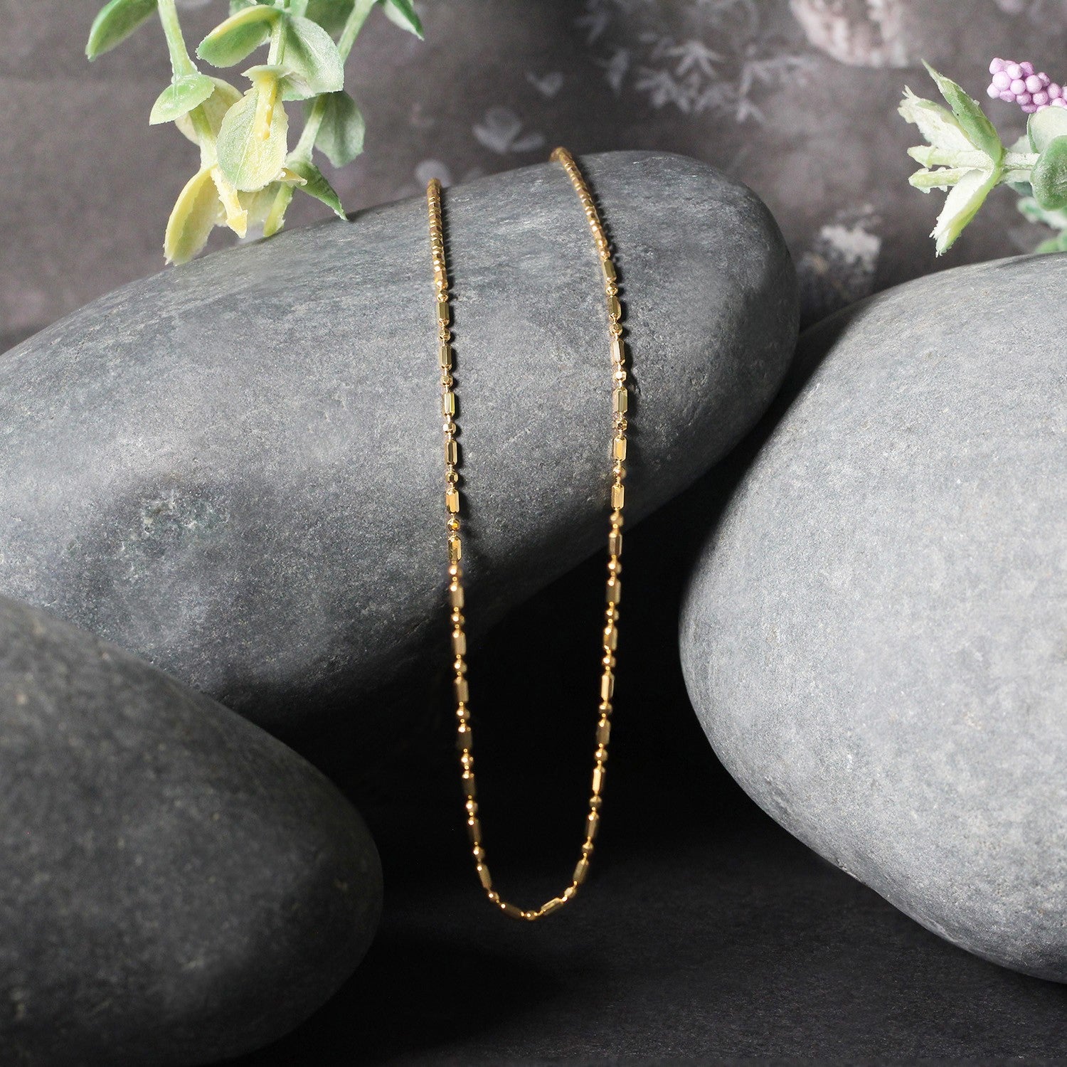 14k Yellow Gold Diamond-Cut Alternating Bead Chain 1.2mm - Image 11