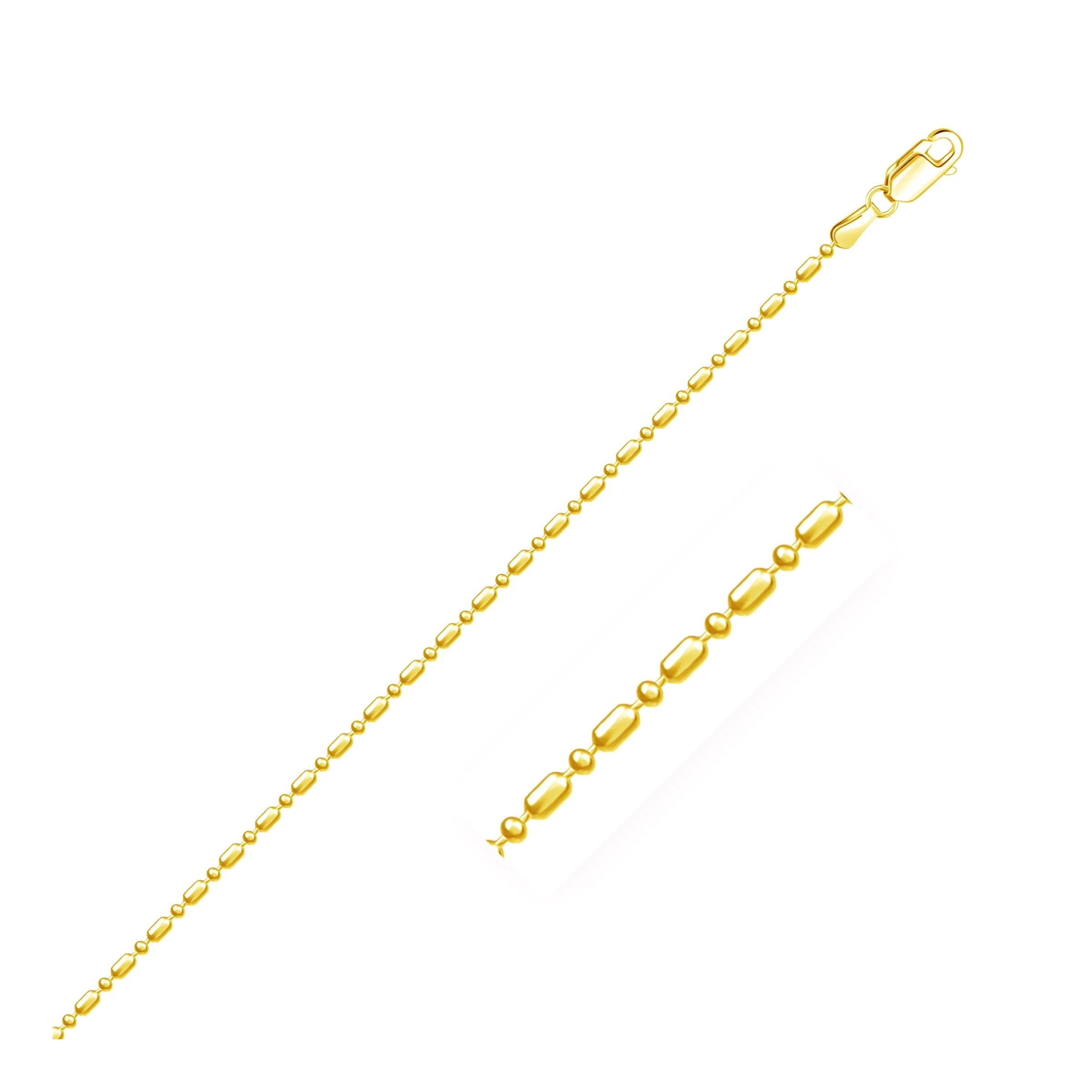 14k Yellow Gold Diamond-Cut Alternating Bead Chain 1.2mm - Image 8