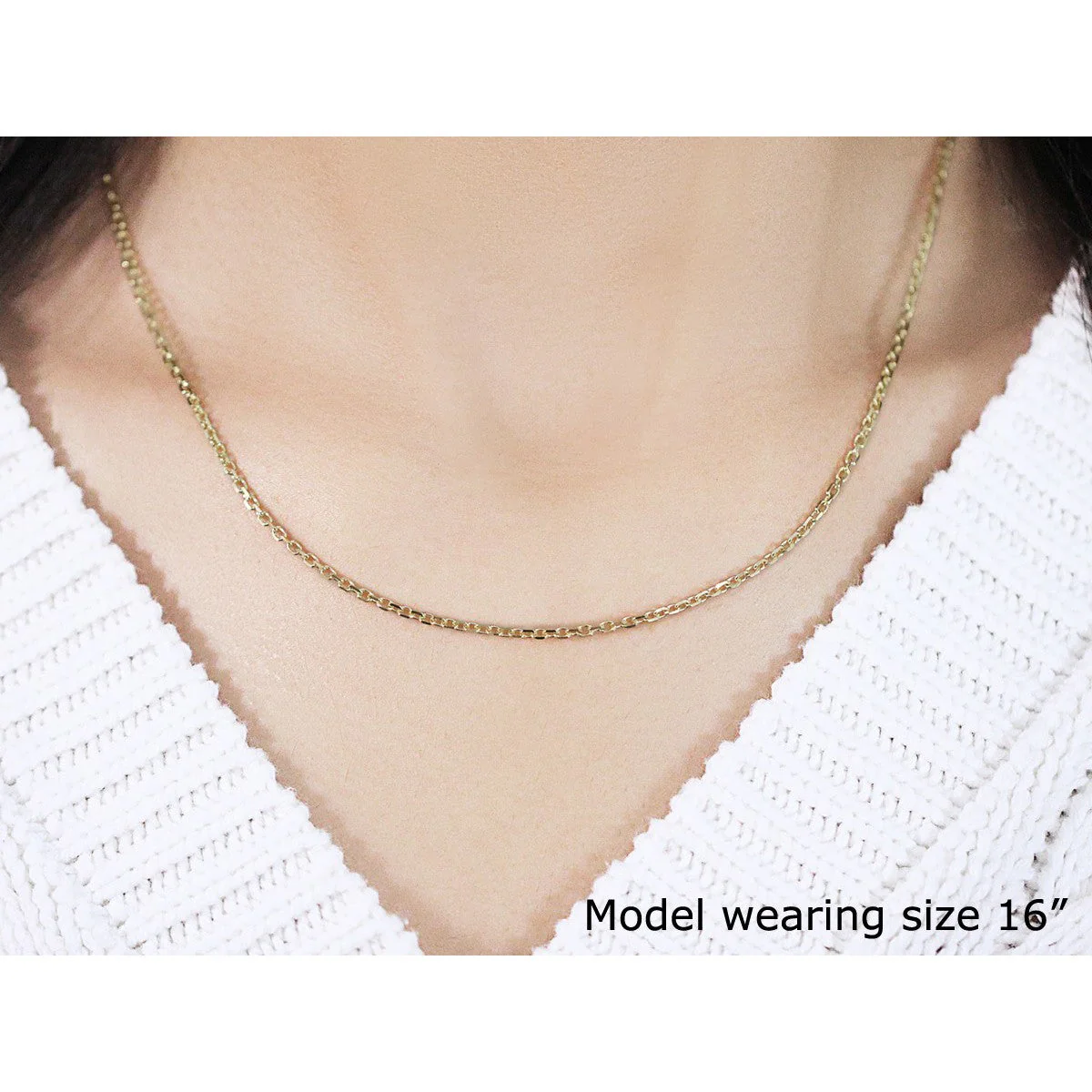 14k Yellow Gold Diamond Cut Cable Link Chain 1.8mm - Image 4
