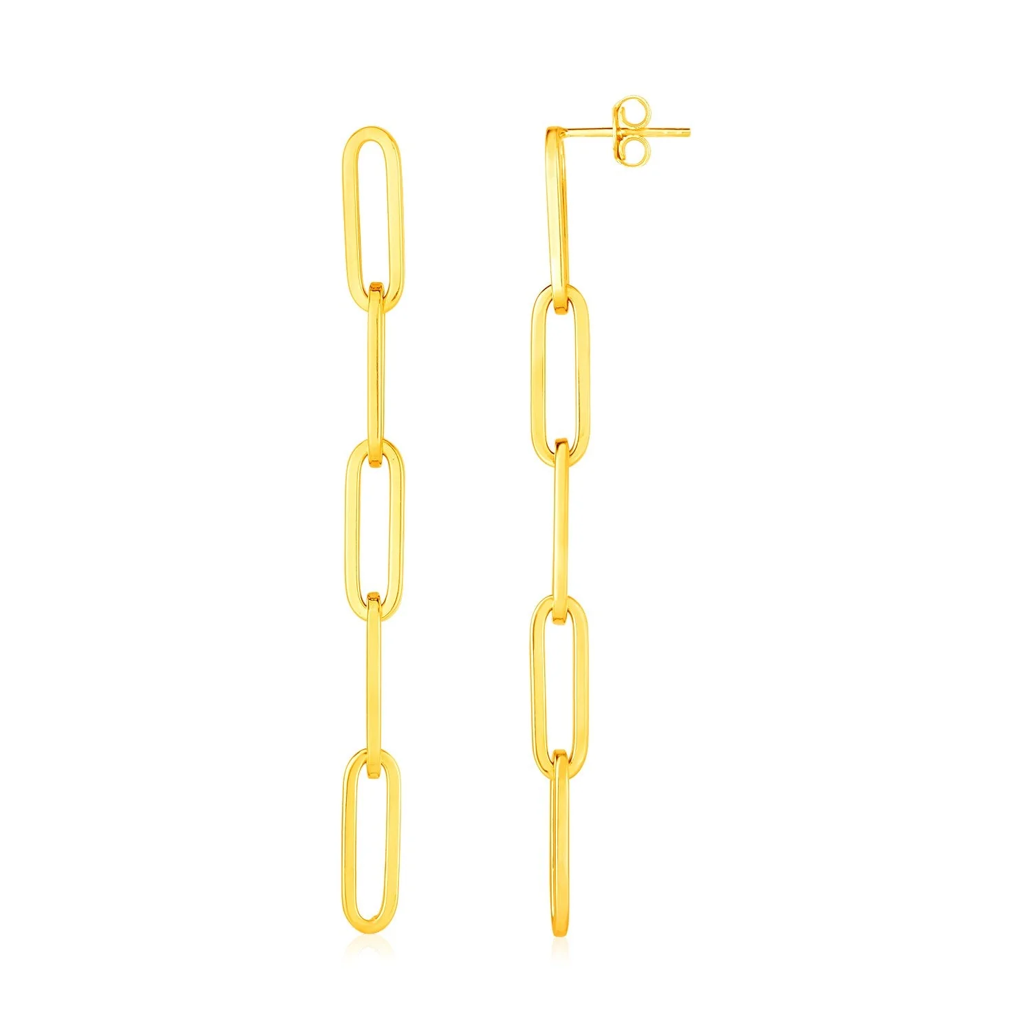 14K Yellow Gold Five Link Paperclip Chain Earrings - Image 2