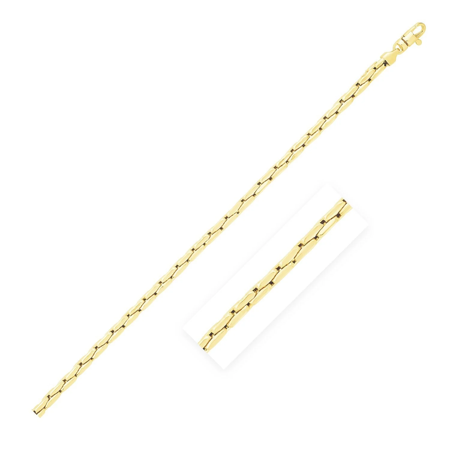 14k Yellow Gold High Polish Compressed Cable Link Bracelet - Image 3
