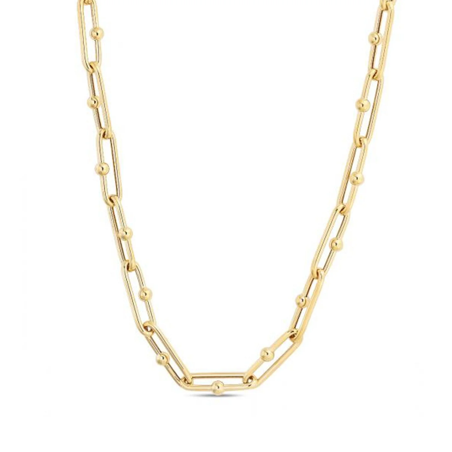 14k Yellow Gold High Polish Elongated Paperclip Jax Link Necklace - Image 5