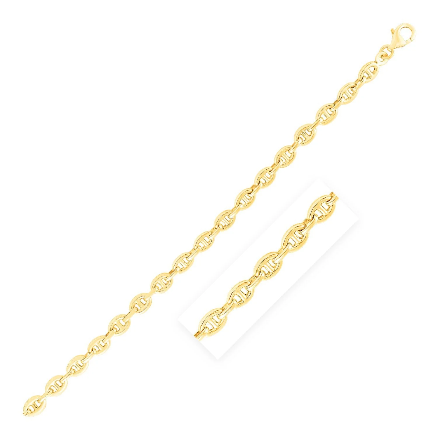 14k Yellow Gold High Polish Mariner Link Bracelet (5.4mm) - Image 3