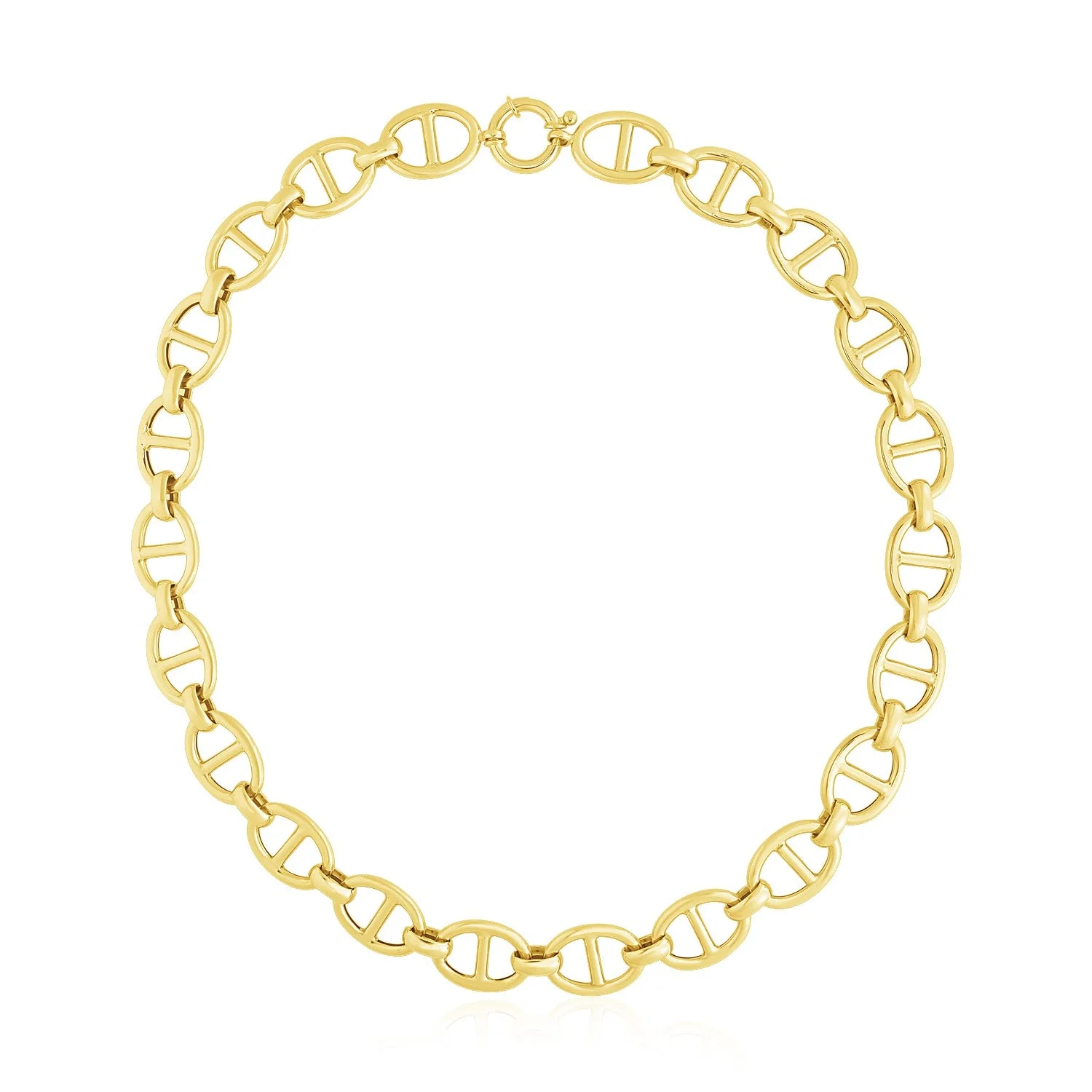 14k Yellow Gold High Polish Oval Mariner Link Necklace (13.8mm) - Image 4