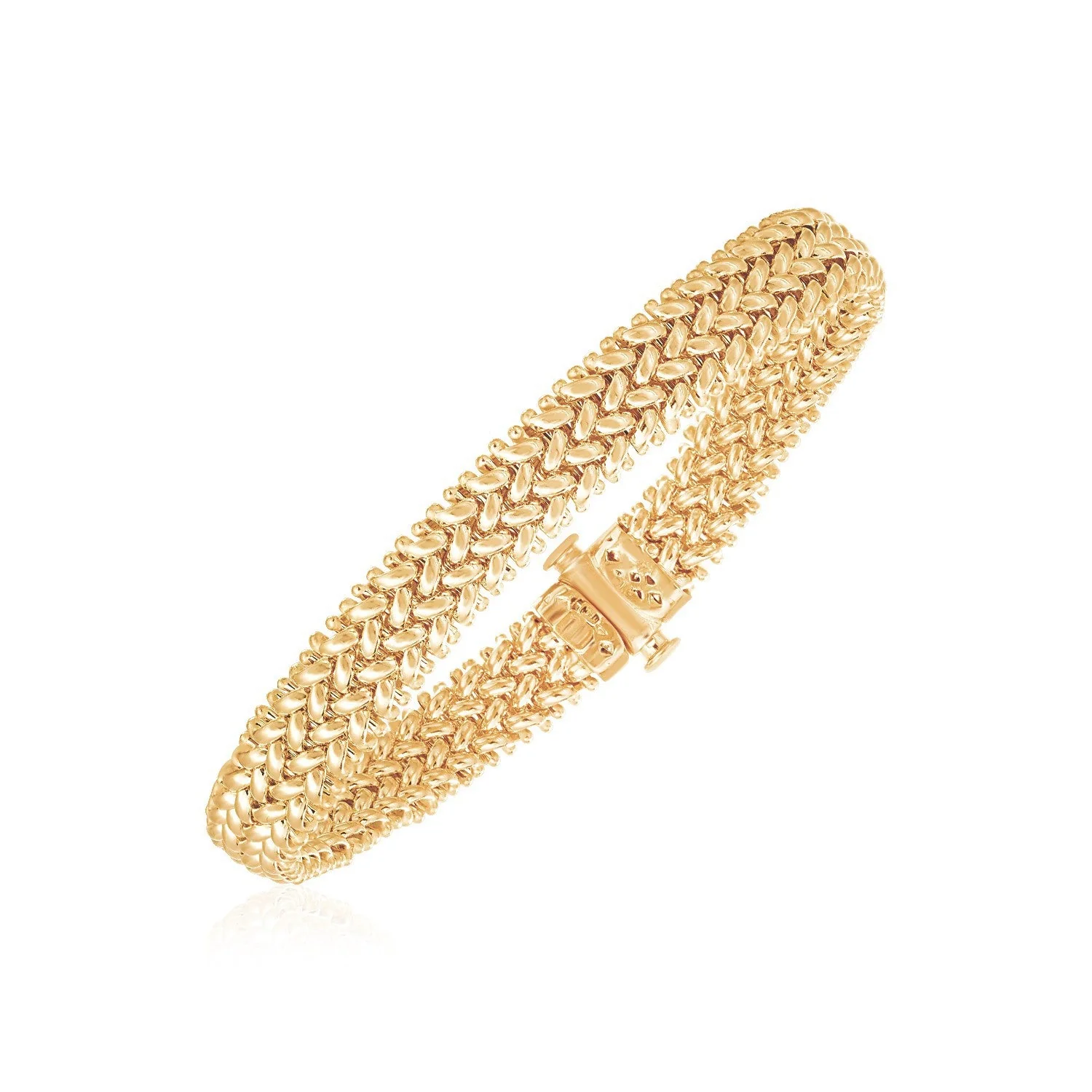 14k Yellow Gold High Polish Thick Braided Bracelet (8.8mm) - Image 2
