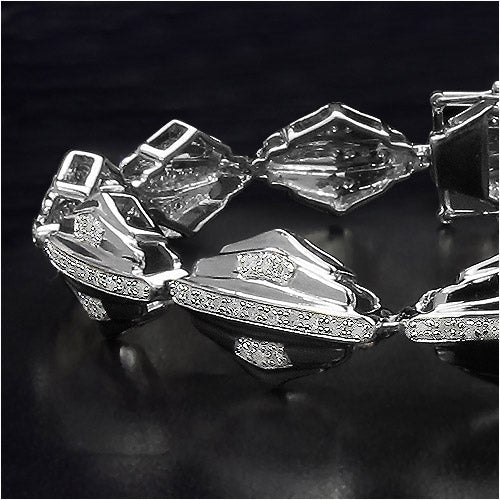 14K Yellow Gold Plated 1.07 Carat Genuine White Diamond Sterling Silver Bracelet - Image 2