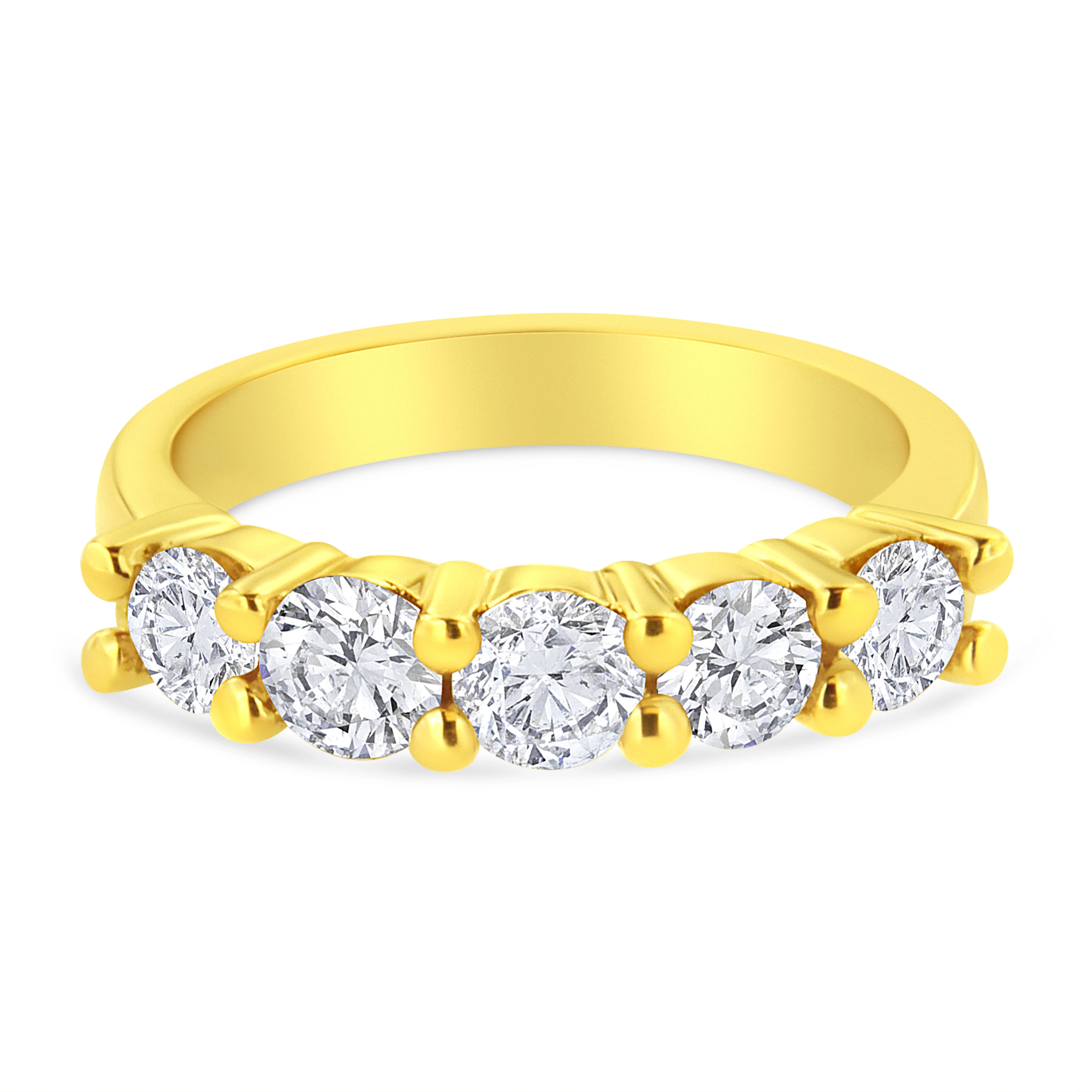 14K Yellow Gold Plated .925 Sterling Silver 1 1/2 Cttw Shared Prong Set Brilliant Round-Cut Diamond Anniversary or Wedding Band Ring (K-L Color, SI2-I1 Clarity) - Size 7 - Image 6