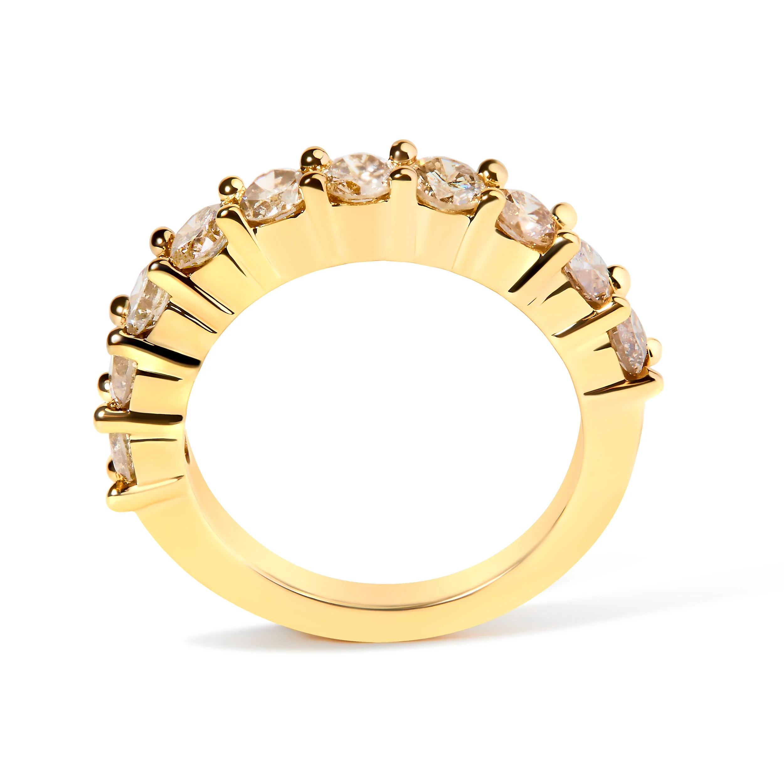 14K Yellow Gold Plated .925 Sterling Silver 2.0 Cttw Round Brilliant Cut Diamond 10 Stone Anniversary Band Ring (J-K Color, I1-I2 Clarity) - Size 7 - Image 10