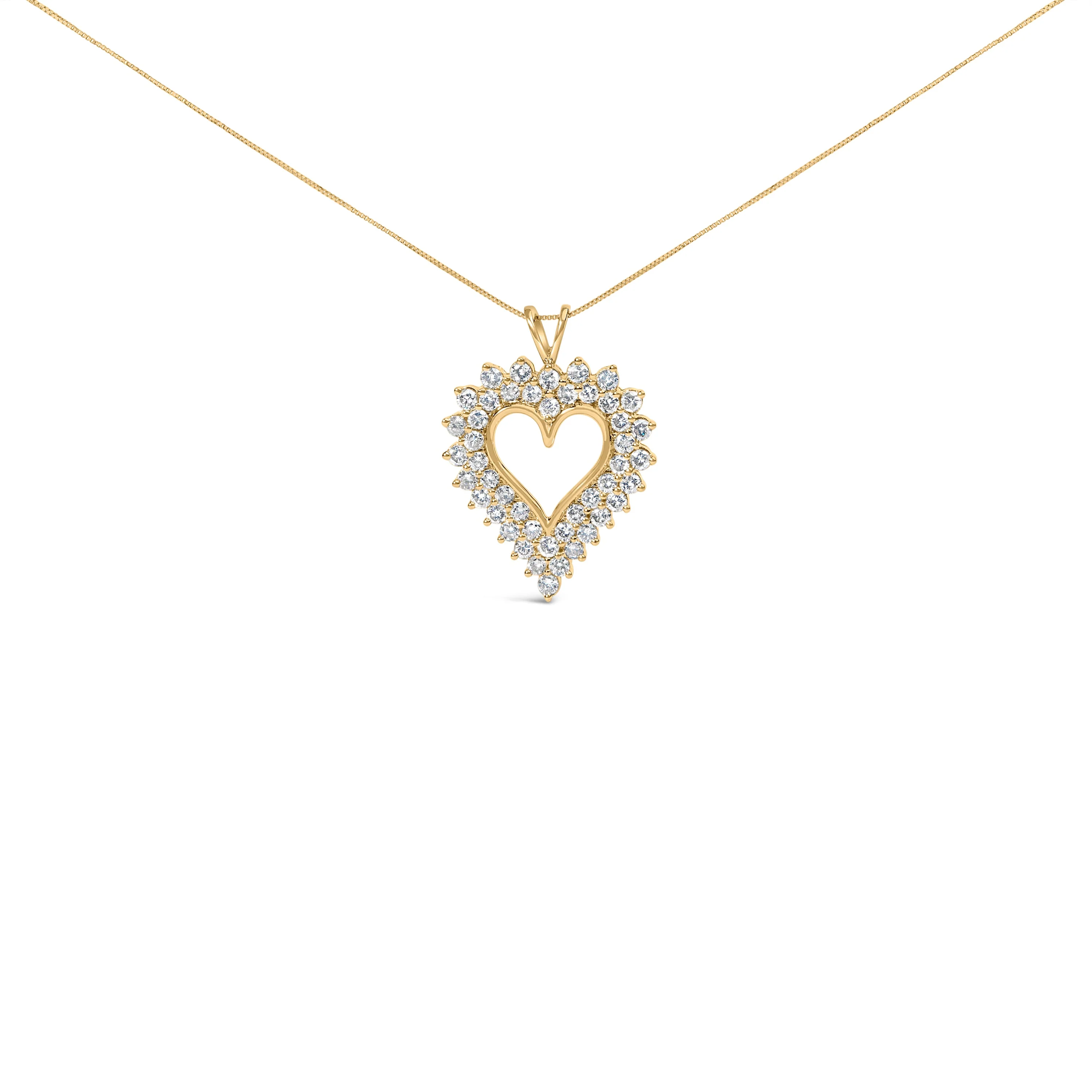 14K Yellow Gold Plated .925 Sterling Silver 3.00 Cttw Round Cut Diamond Cluster Heart 18" Pendant Necklace (K-L Color, I1-I2 Clarity) - Image 4