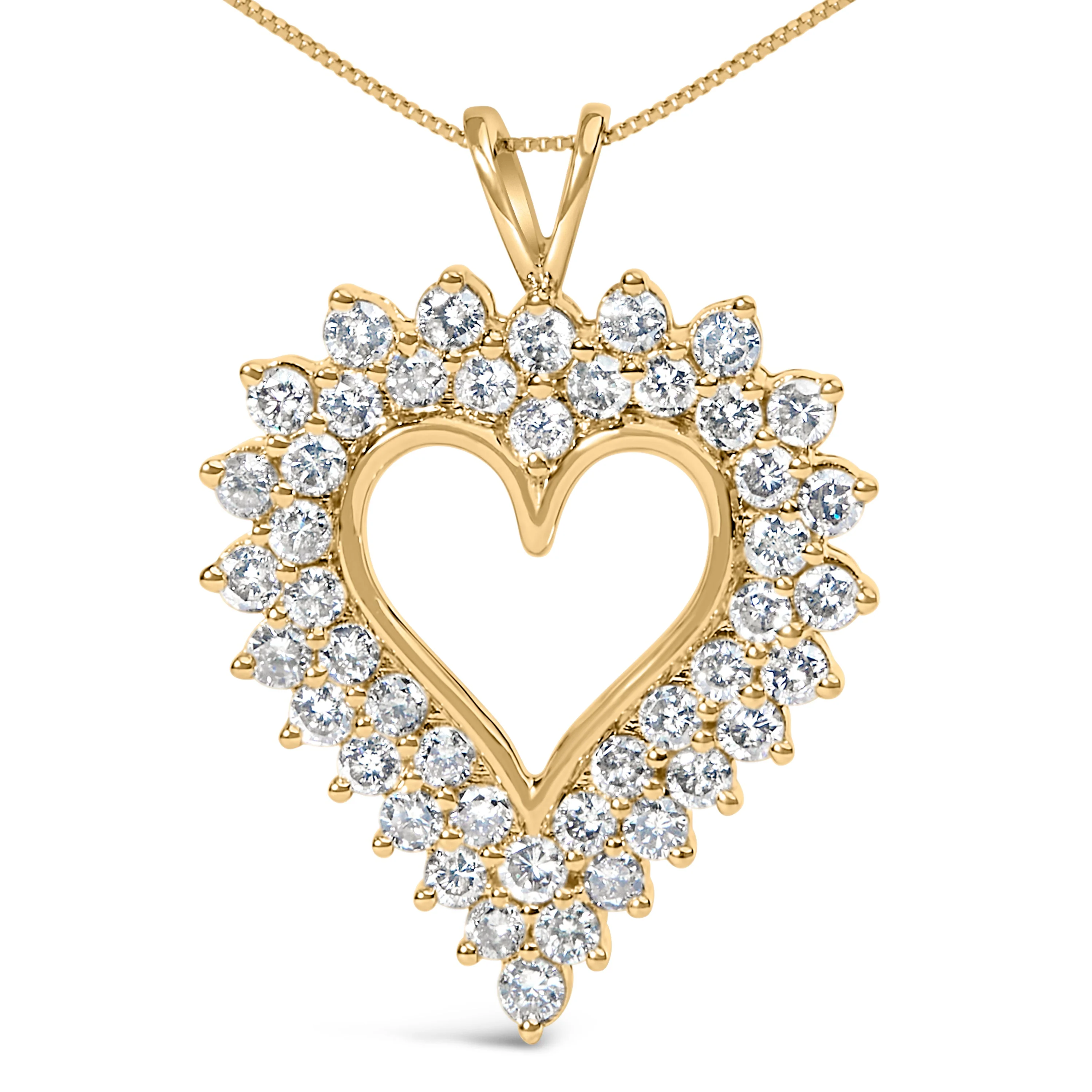 14K Yellow Gold Plated .925 Sterling Silver 3.00 Cttw Round Cut Diamond Cluster Heart 18" Pendant Necklace (K-L Color, I1-I2 Clarity) - Image 5