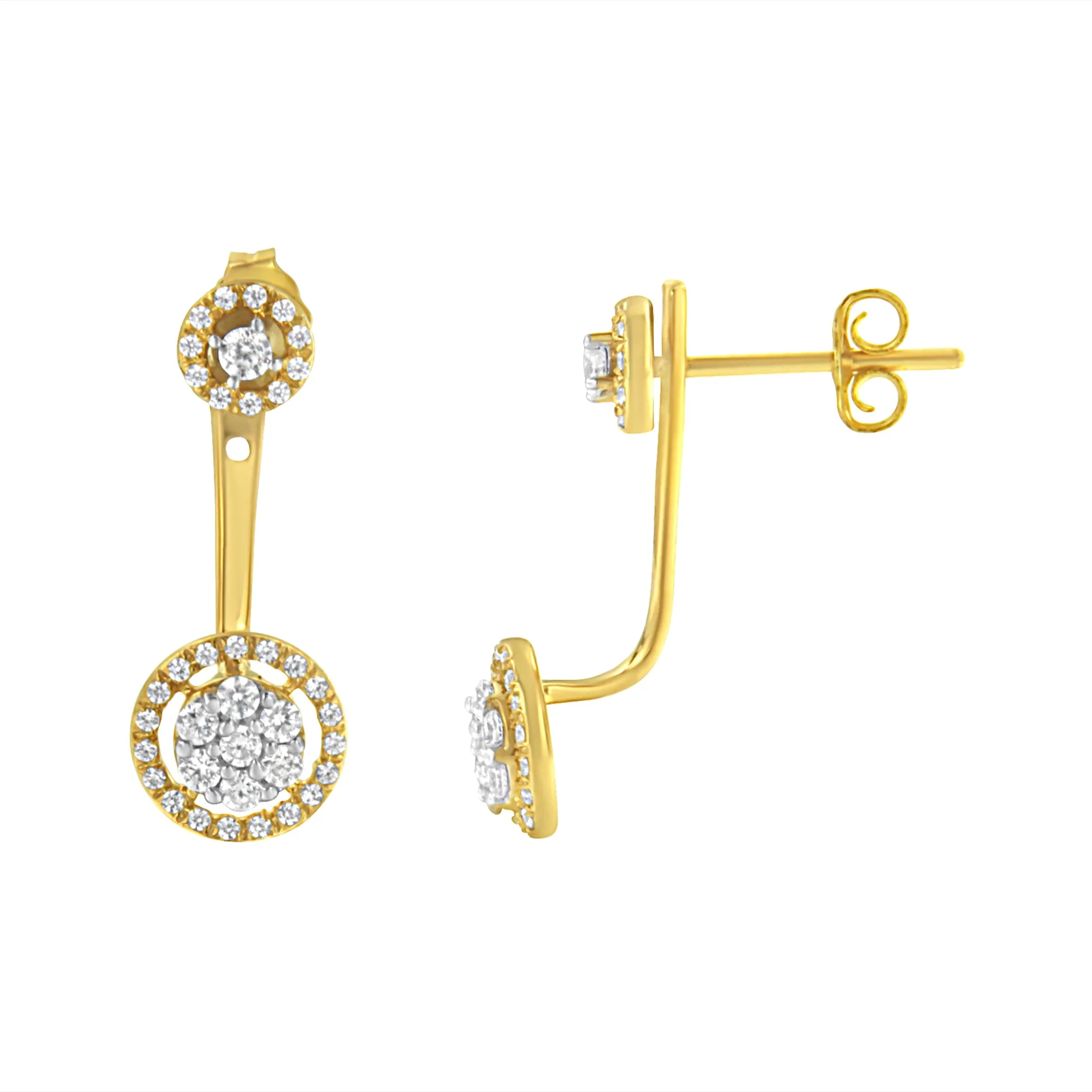 14K Yellow Gold Plated .925 Sterling Silver 5/8 Cttw Diamond Removable Stud and Dangle Earrings (I-J Color, I2-I3) - Image 6