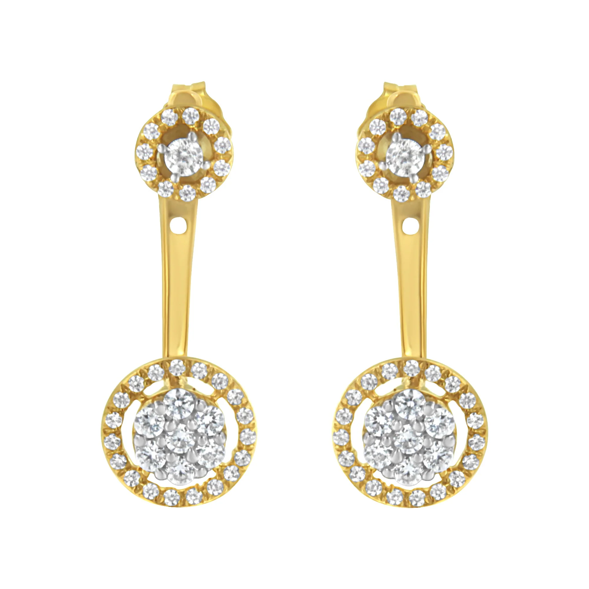 14K Yellow Gold Plated .925 Sterling Silver 5/8 Cttw Diamond Removable Stud and Dangle Earrings (I-J Color, I2-I3) - Image 7