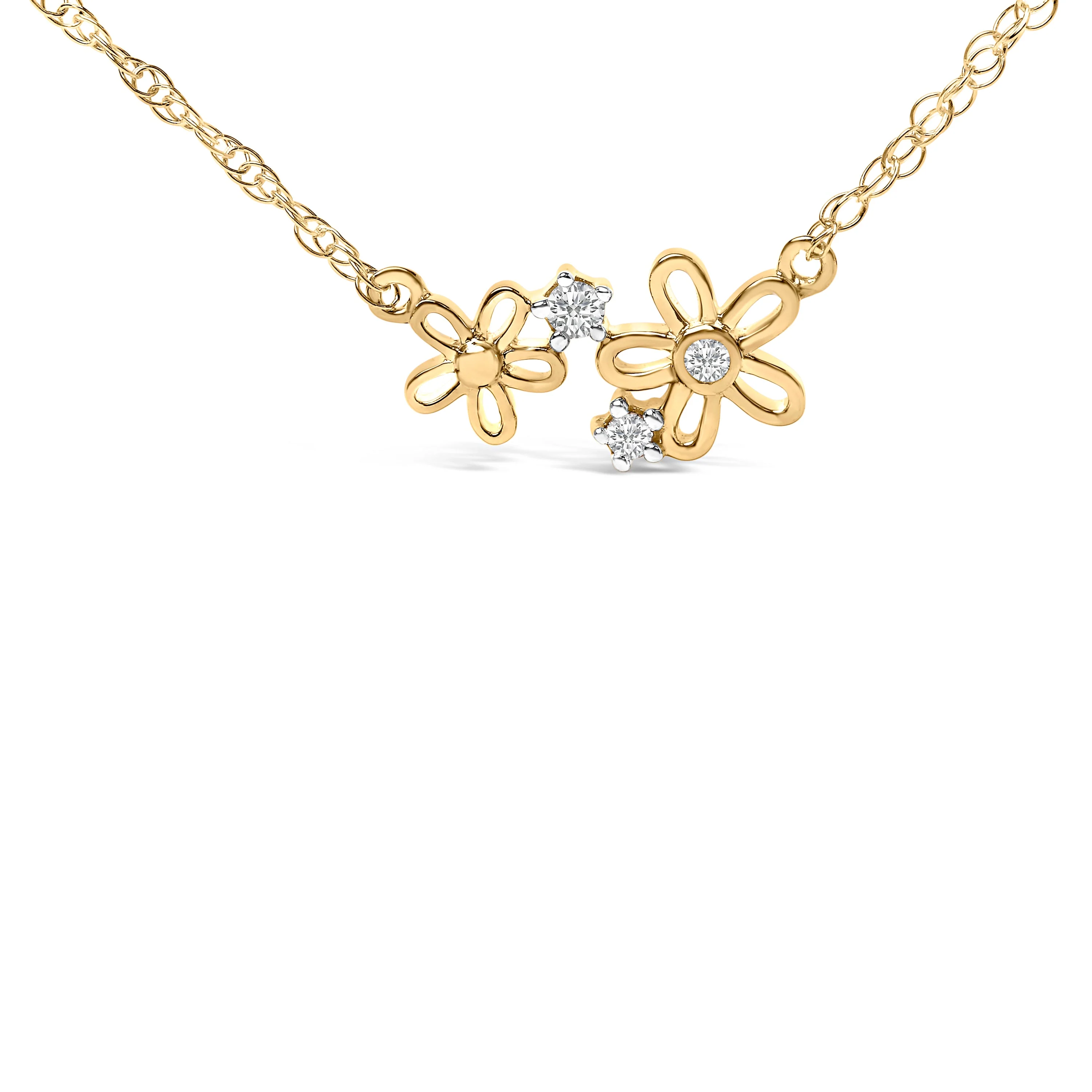 14K Yellow Gold Plated Sterling Silver Diamond Accent Floral Pendant Necklace - Image 2