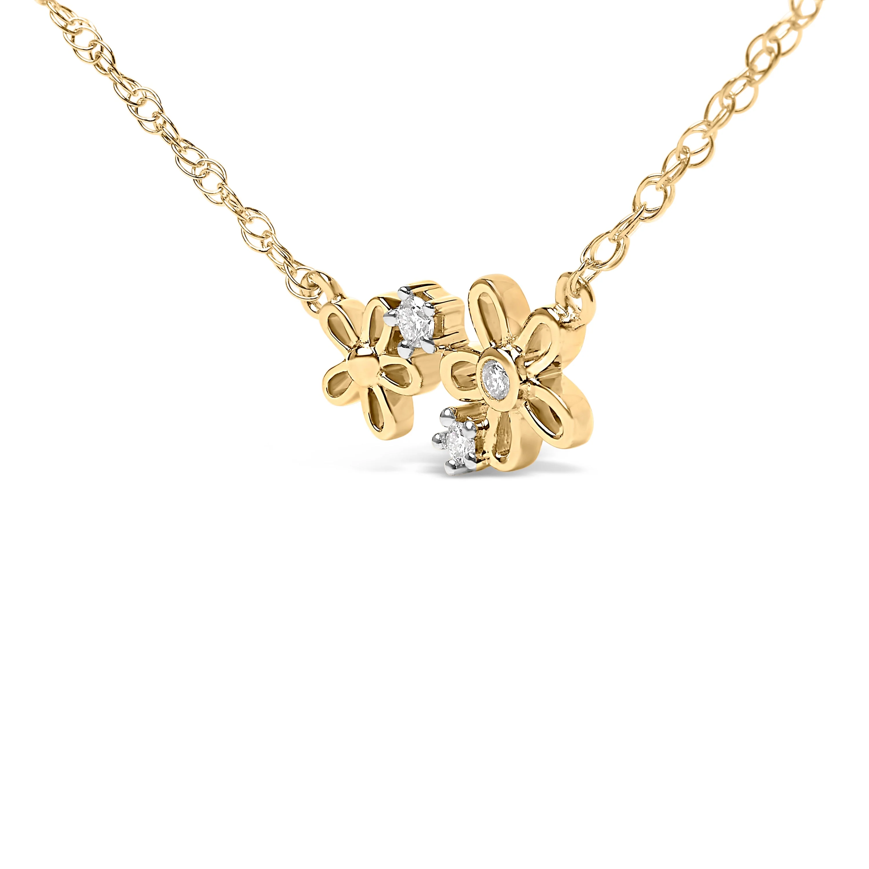 14K Yellow Gold Plated Sterling Silver Diamond Accent Floral Pendant Necklace - Image 3