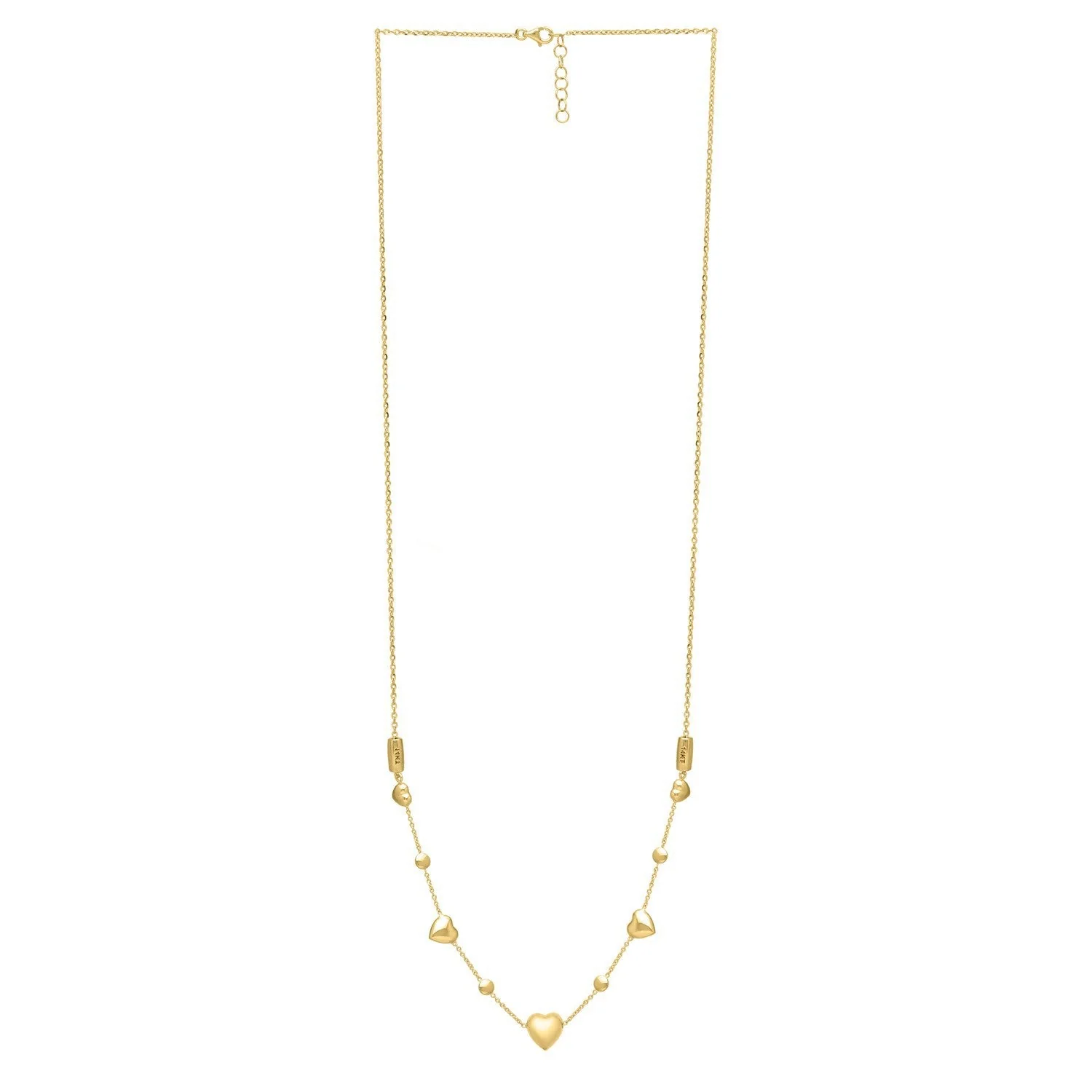 14k Yellow Gold Puff Heart Adjustable Necklace - Image 2