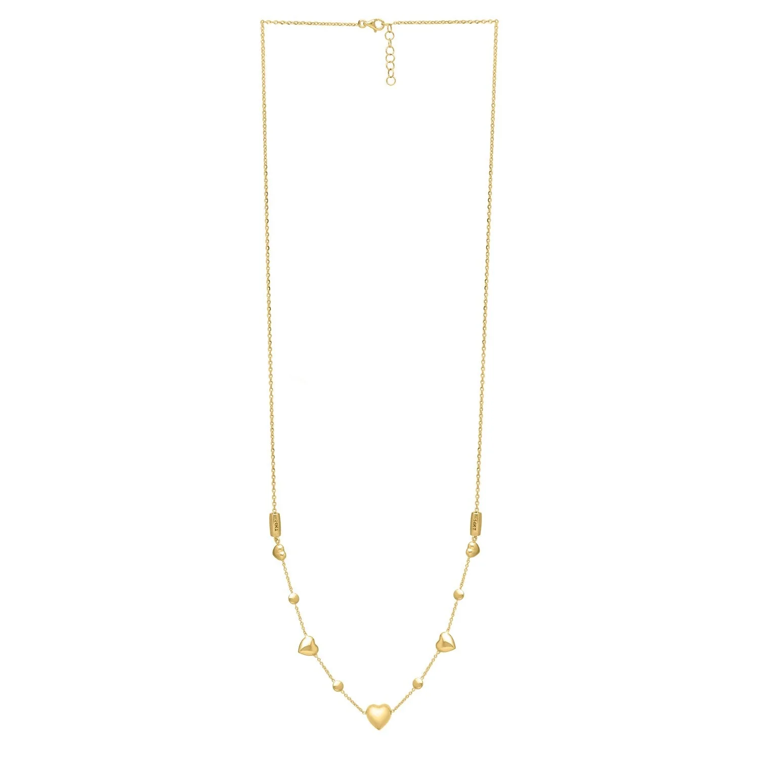 14k Yellow Gold Puff Heart Adjustable Necklace - Image 5