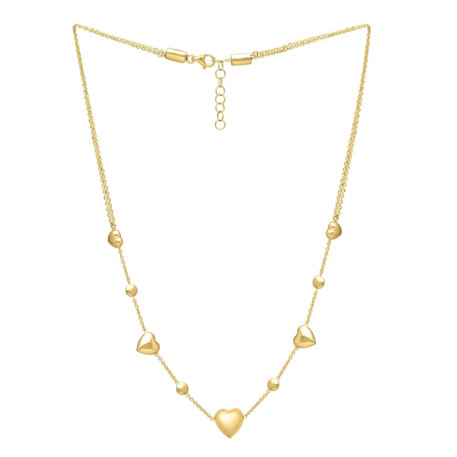 14k Yellow Gold Puff Heart Adjustable Necklace - Image 6
