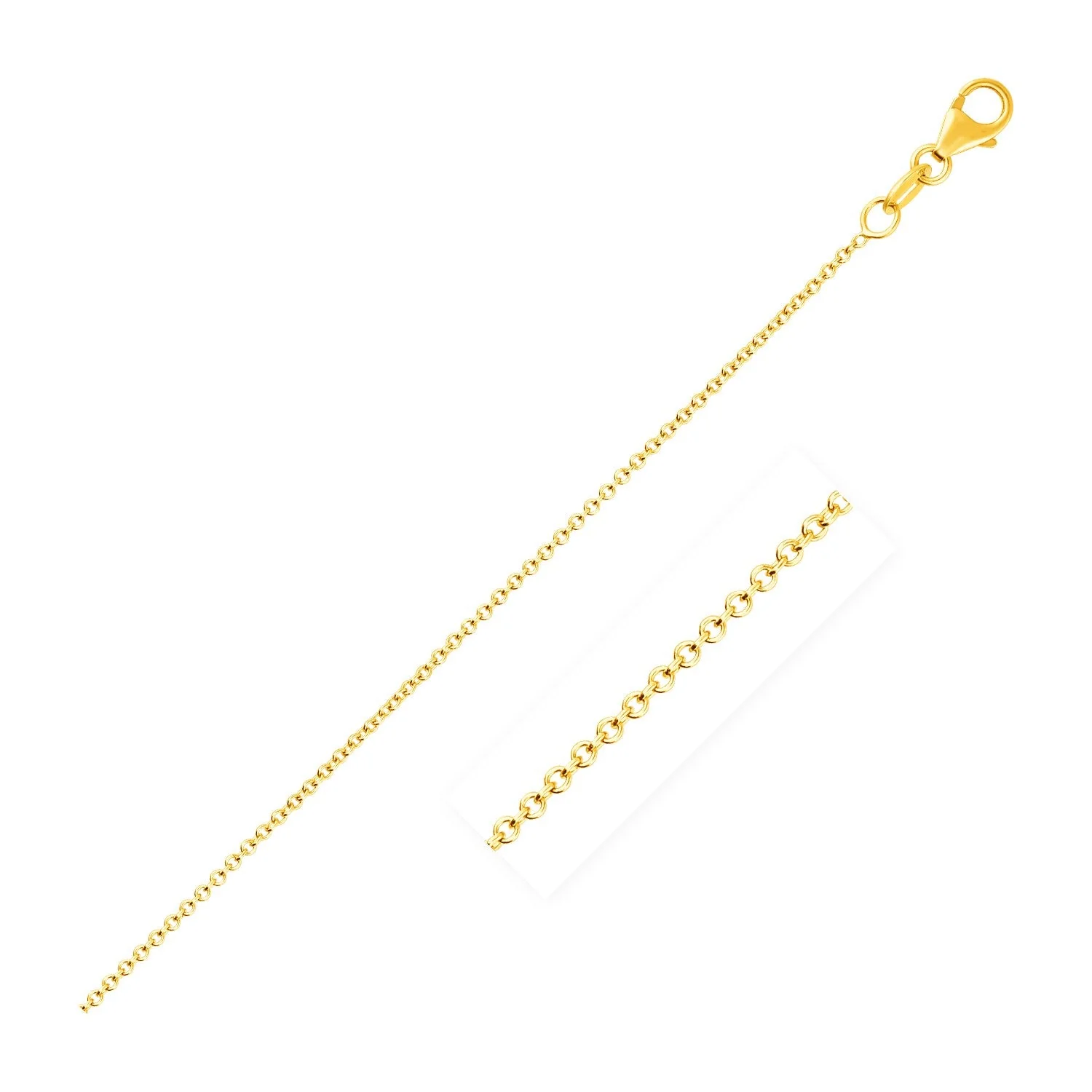 14k Yellow Gold Round Cable Link Chain 1.1mm - Image 6