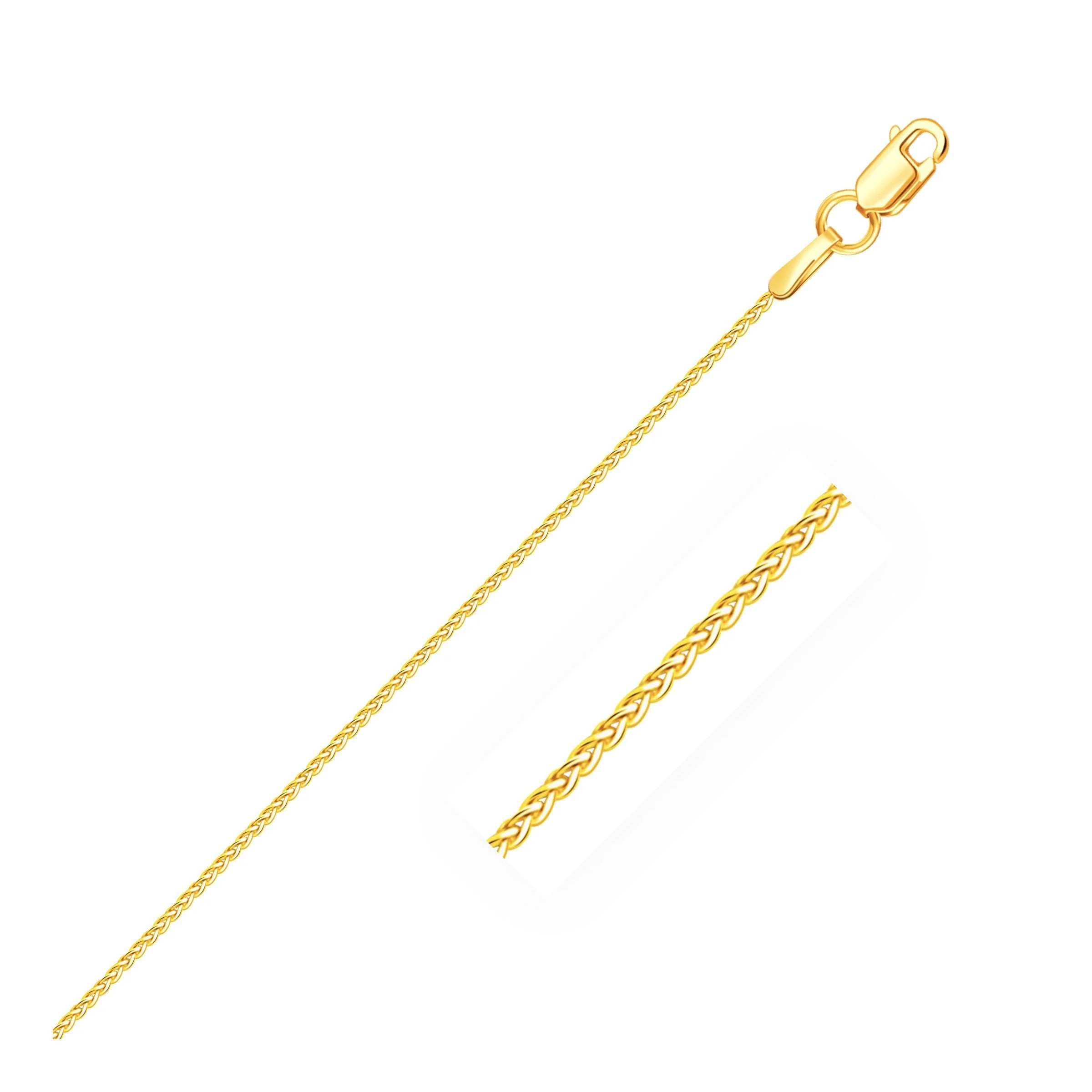 14k Yellow Gold Round Wheat Chain 1.0mm - Image 5