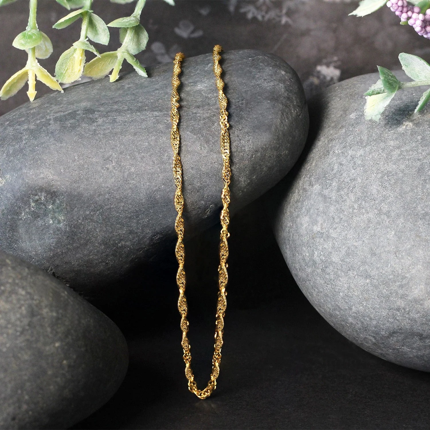 14k Yellow Gold Singapore Chain 1.7mm - Image 8