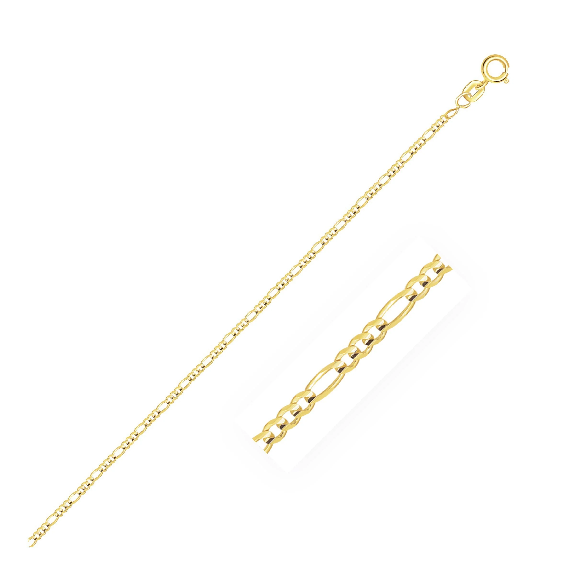 14k Yellow Gold Solid Figaro Chain 1.3mm - Image 4