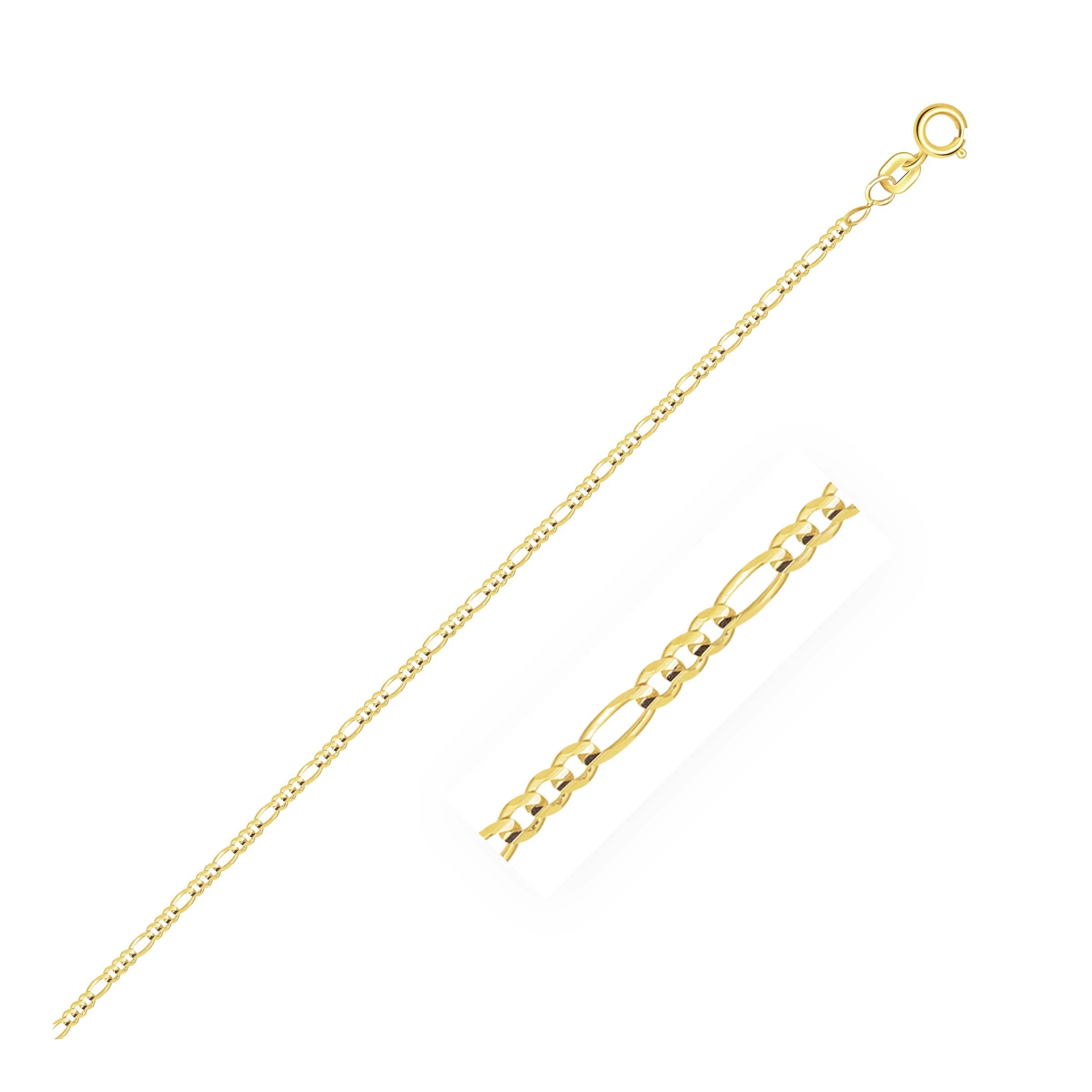 14k Yellow Gold Solid Figaro Chain 1.3mm - Image 5
