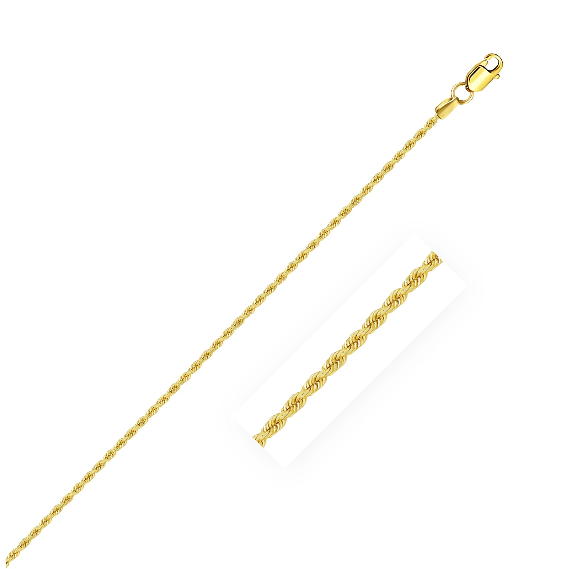 14k Yellow Gold Solid Rope Chain 1.25mm - Image 5