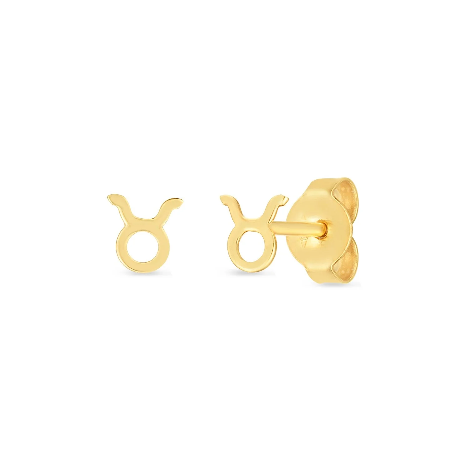 14K Yellow Gold Taurus Stud Earrings - Image 2