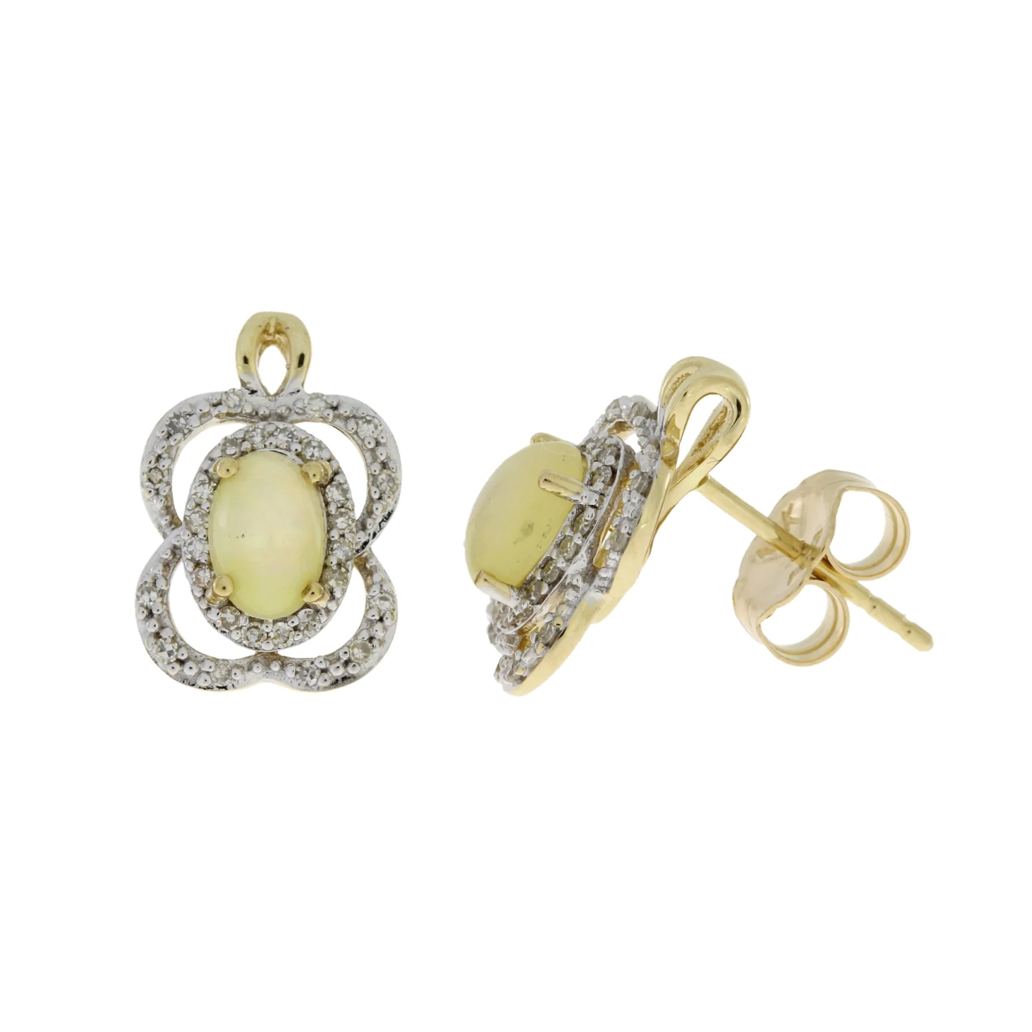.17ct Opal Diamond Earrings 14KT Yellow Gold - Image 3