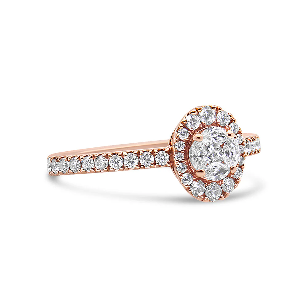 18K Rose Gold 1/2 Cttw Composite Marquise Composite Diamond Oval Shaped Halo Engagement Ring (F-G Color, VS1-VS2 Clarity) - Ring Size 7 - Image 7