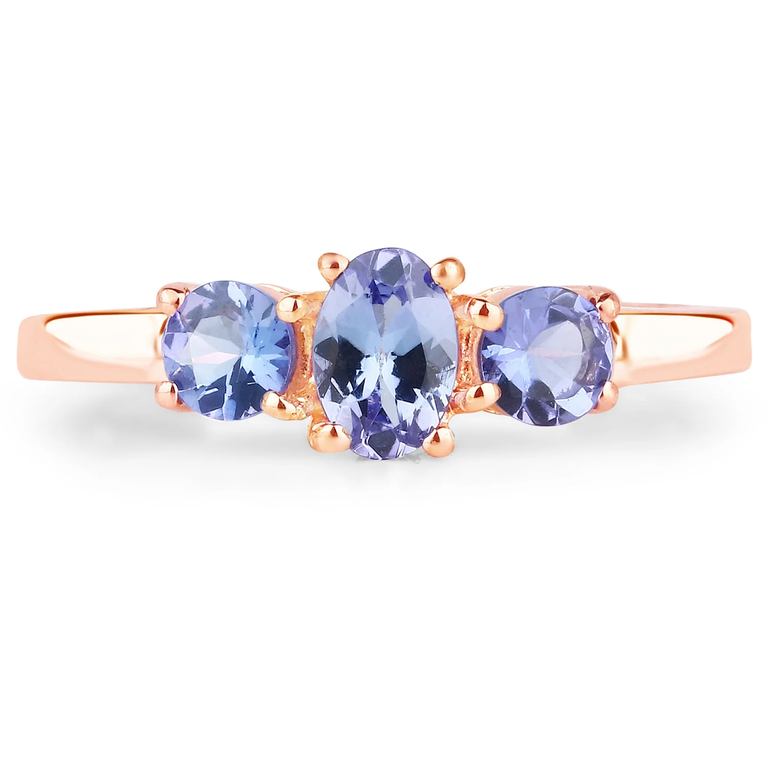 18K Rose Gold Plated 0.90 Carat Genuine Tanzanite .925 Sterling Silver Ring - Image 3