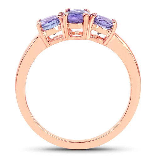 18K Rose Gold Plated 0.90 Carat Genuine Tanzanite .925 Sterling Silver Ring - Image 5