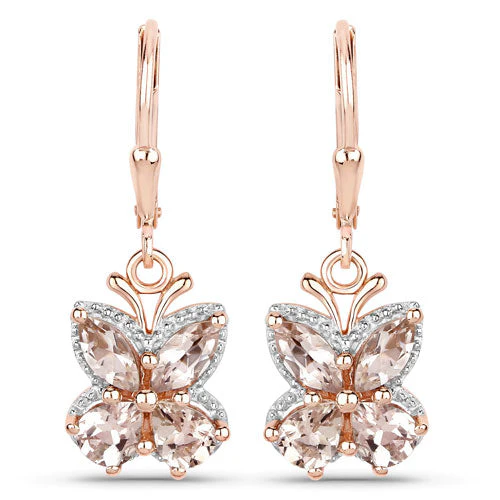 18K Rose Gold Plated 1.88 Carat Genuine Morganite .925 Sterling Silver Earrings - Image 5