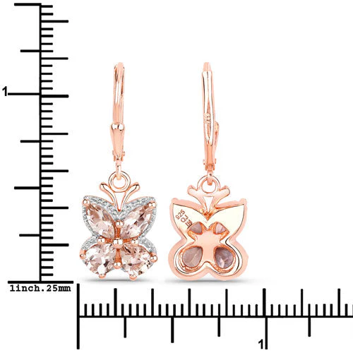 18K Rose Gold Plated 1.88 Carat Genuine Morganite .925 Sterling Silver Earrings - Image 7