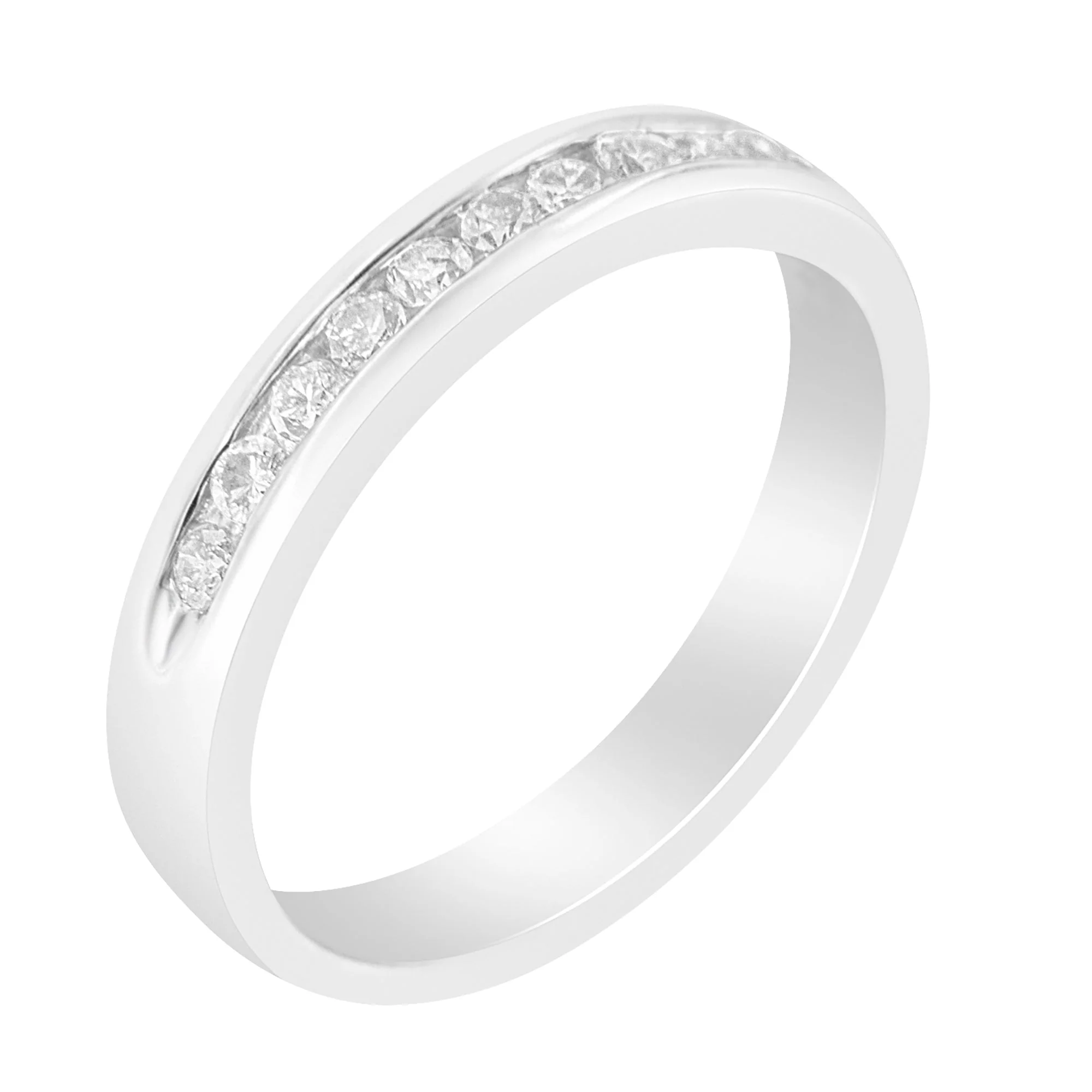 18K White Gold 1/4 Cttw Channel Set Brilliant Round-Cut Diamond Classic 11 Stone Wedding Band Ring (E-F Color, I1-I2 Clarity) - Size 5 - Image 4