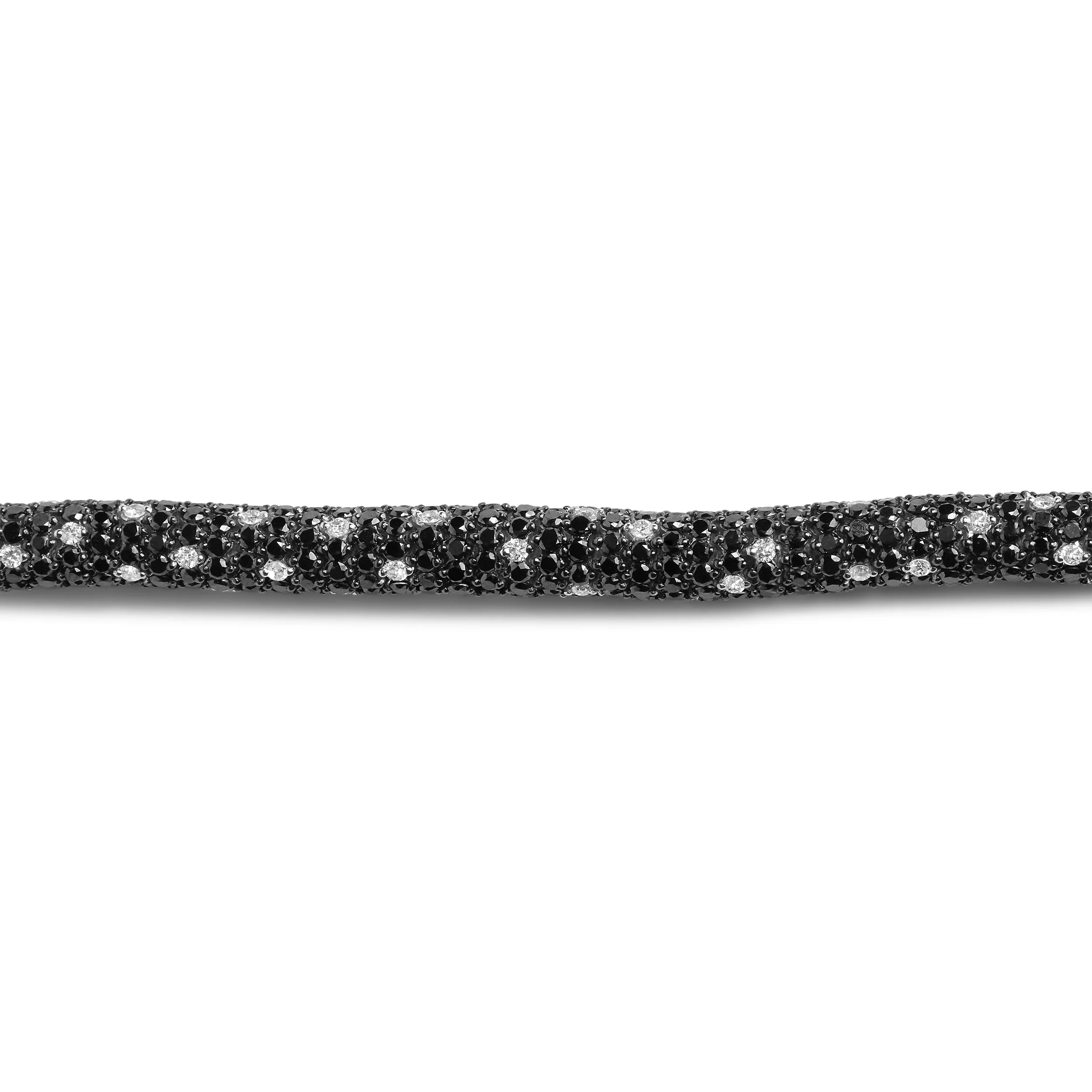 18K White Gold 20.0 Cttw Black and White Pave Set Diamond Eternity Snake Skin Style Tennis Bracelet (Black and G-H Color, SI1-SI2 Clarity) - Size 7" - Image 4