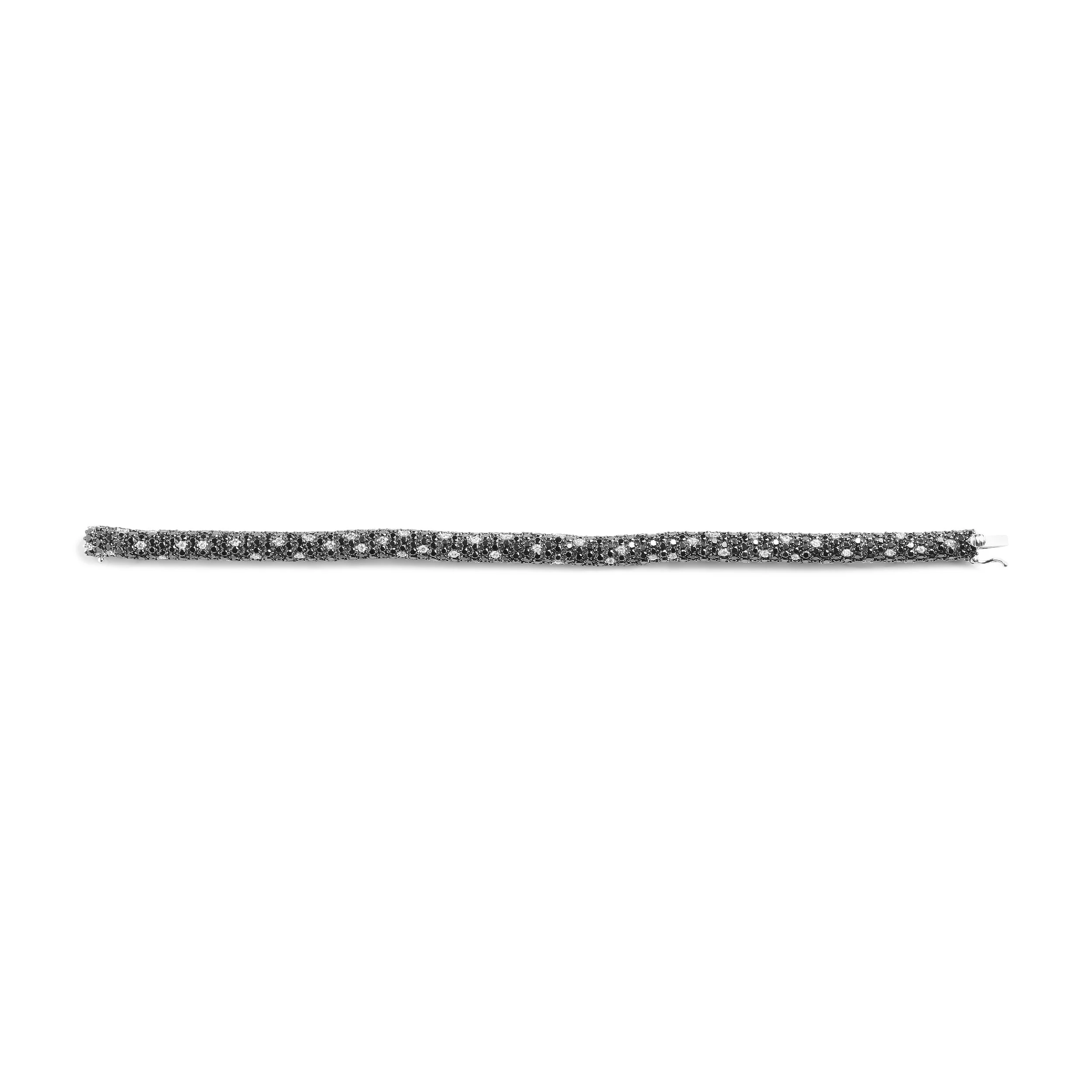18K White Gold 20.0 Cttw Black and White Pave Set Diamond Eternity Snake Skin Style Tennis Bracelet (Black and G-H Color, SI1-SI2 Clarity) - Size 7" - Image 6