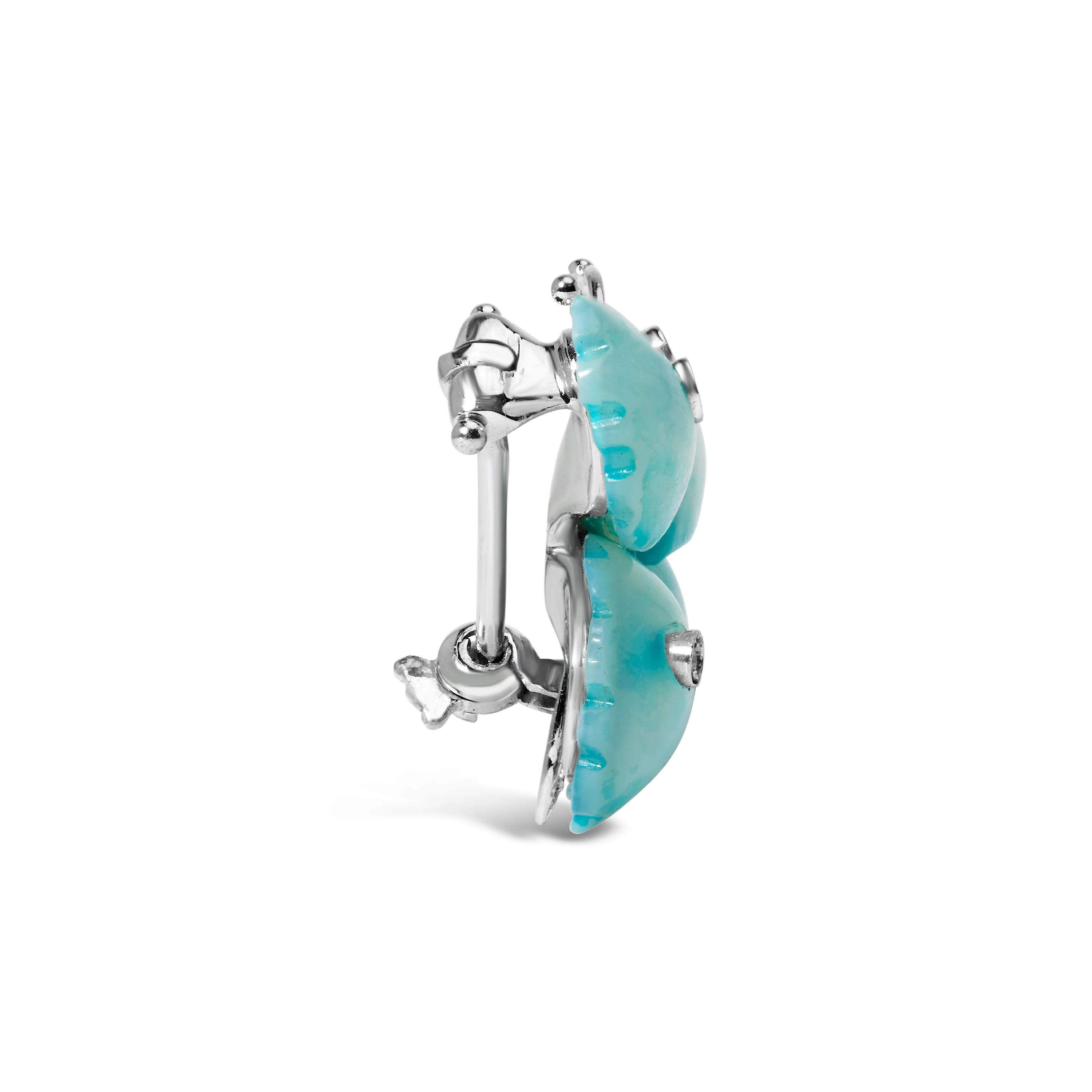18K White Gold Blue Mother of Pearl and Diamond Accent Butterfly Pin Brooch (F-G Color, VS1-VS2 Clarity) - Image 3