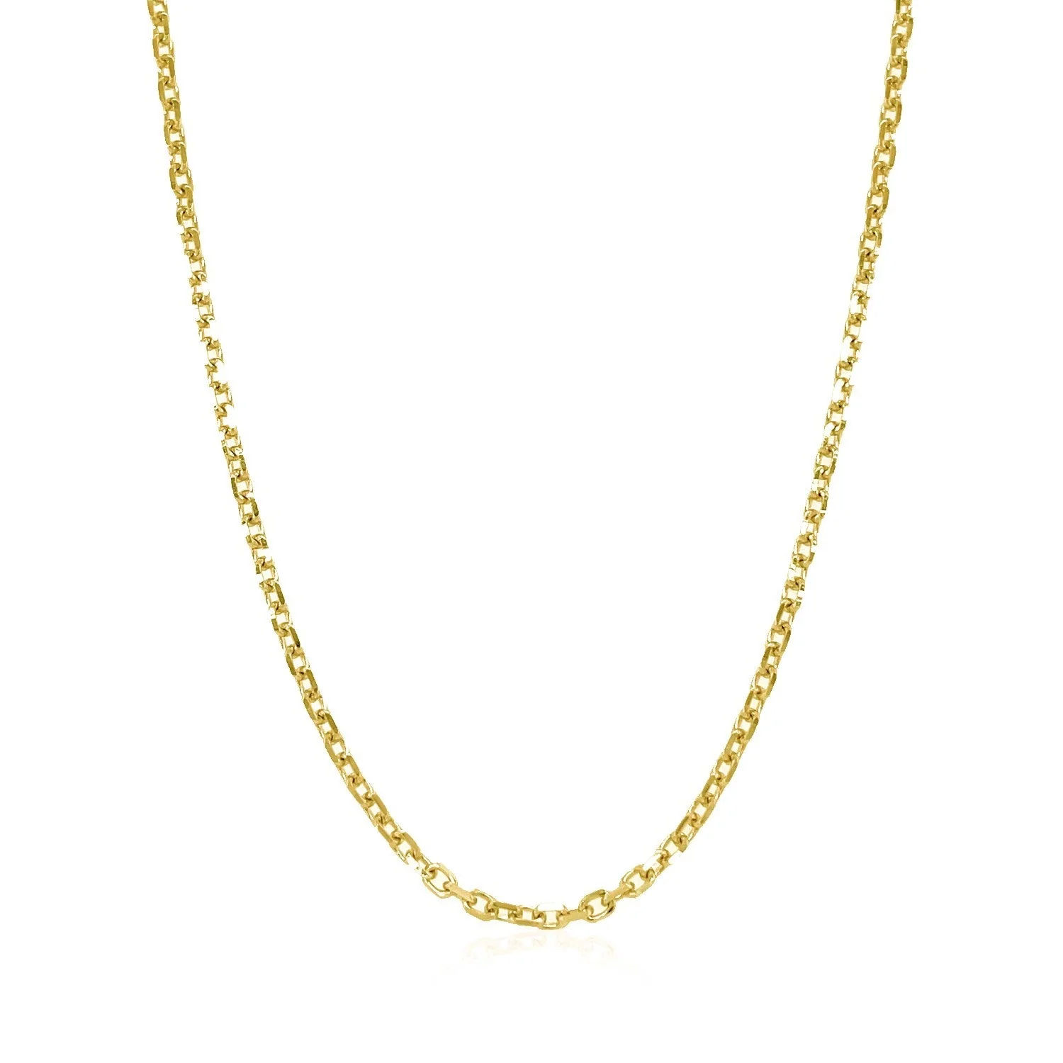 18k Yellow Gold Diamond Cut Cable Link Chain (1.90 mm) - Image 6