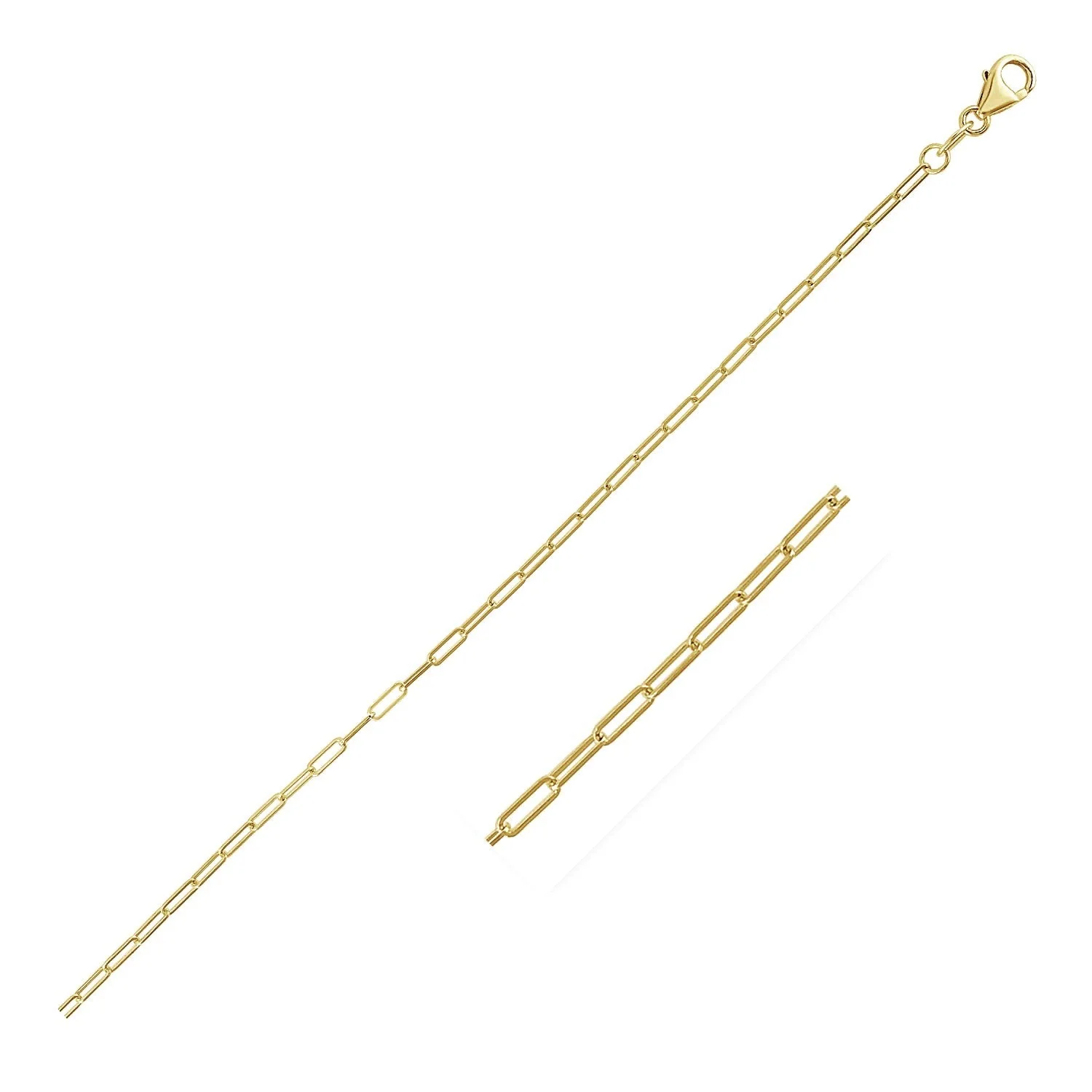 18K Yellow Gold Fine Paperclip Chain (1.50 mm) - Image 7