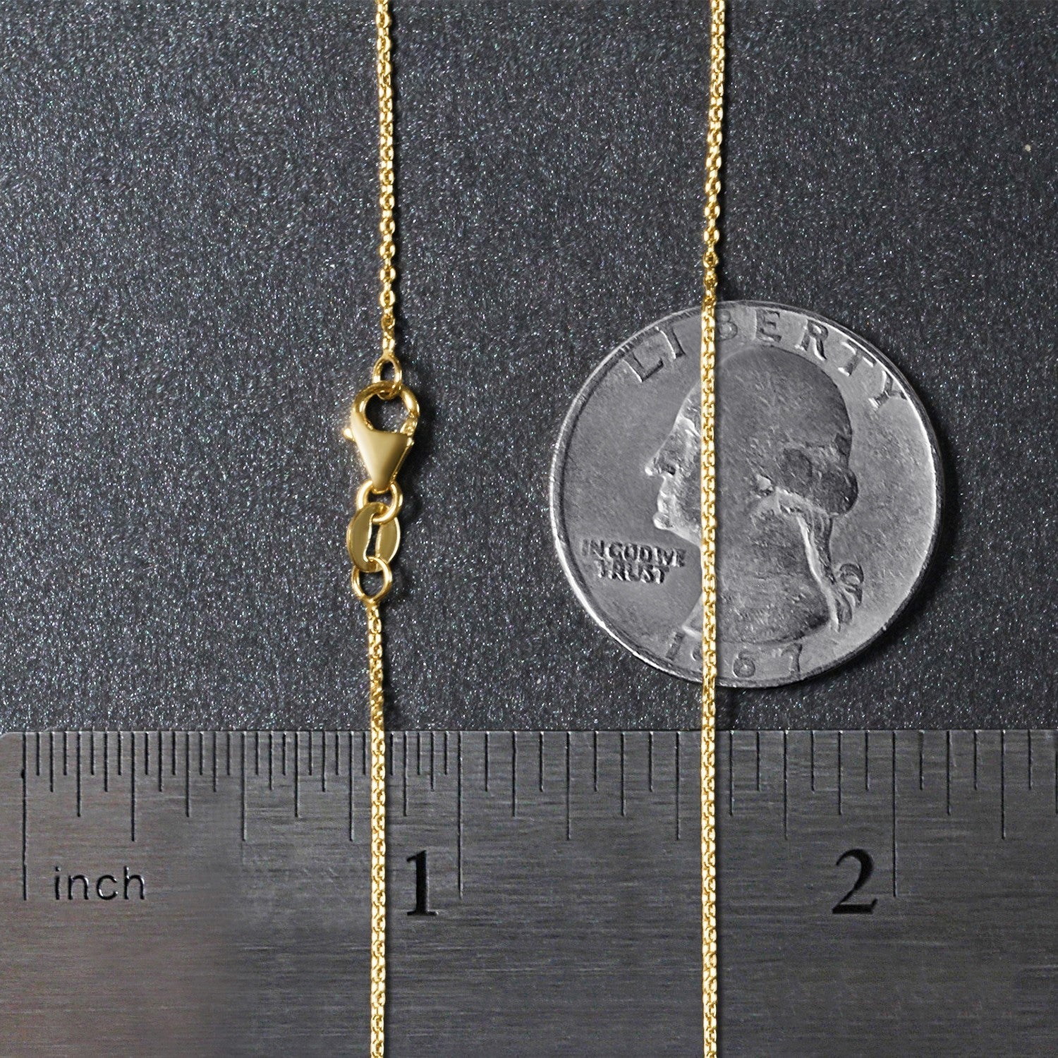 18k Yellow Gold Round Cable Link Chain (0.97 mm) - Image 11